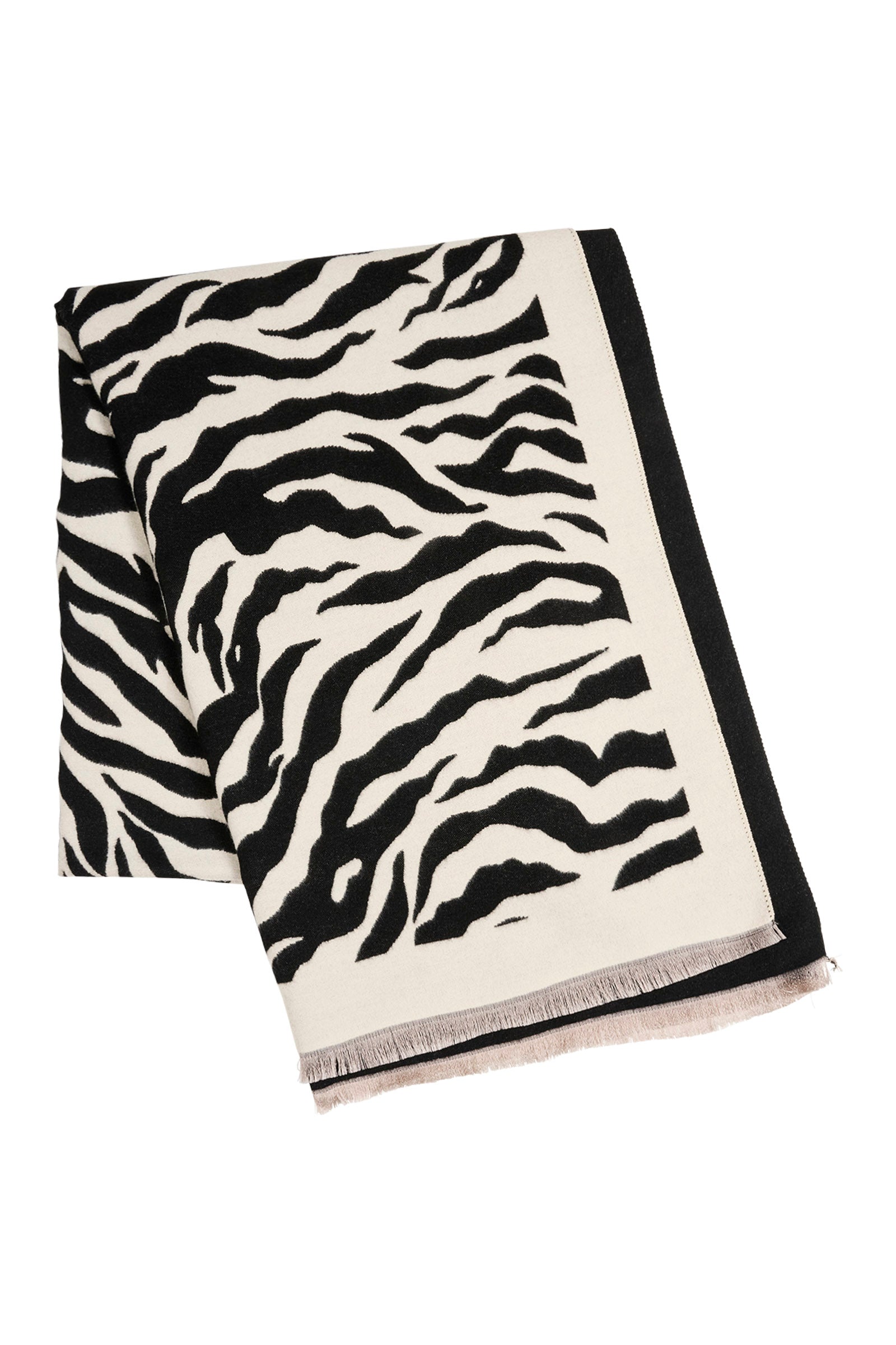 Eb & Ive Zebra patterned scarf on a white background