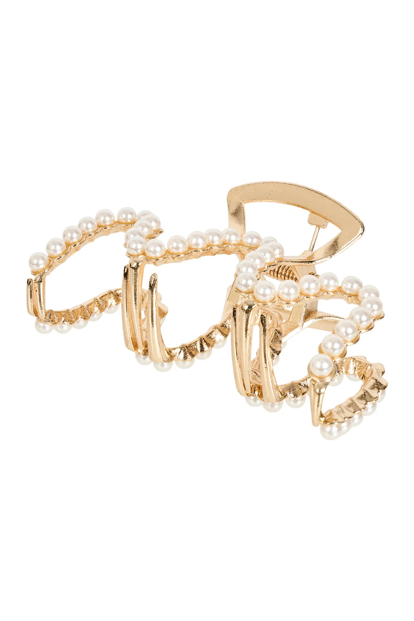 Eb & Ive Gold and pearl claw clip on a white background