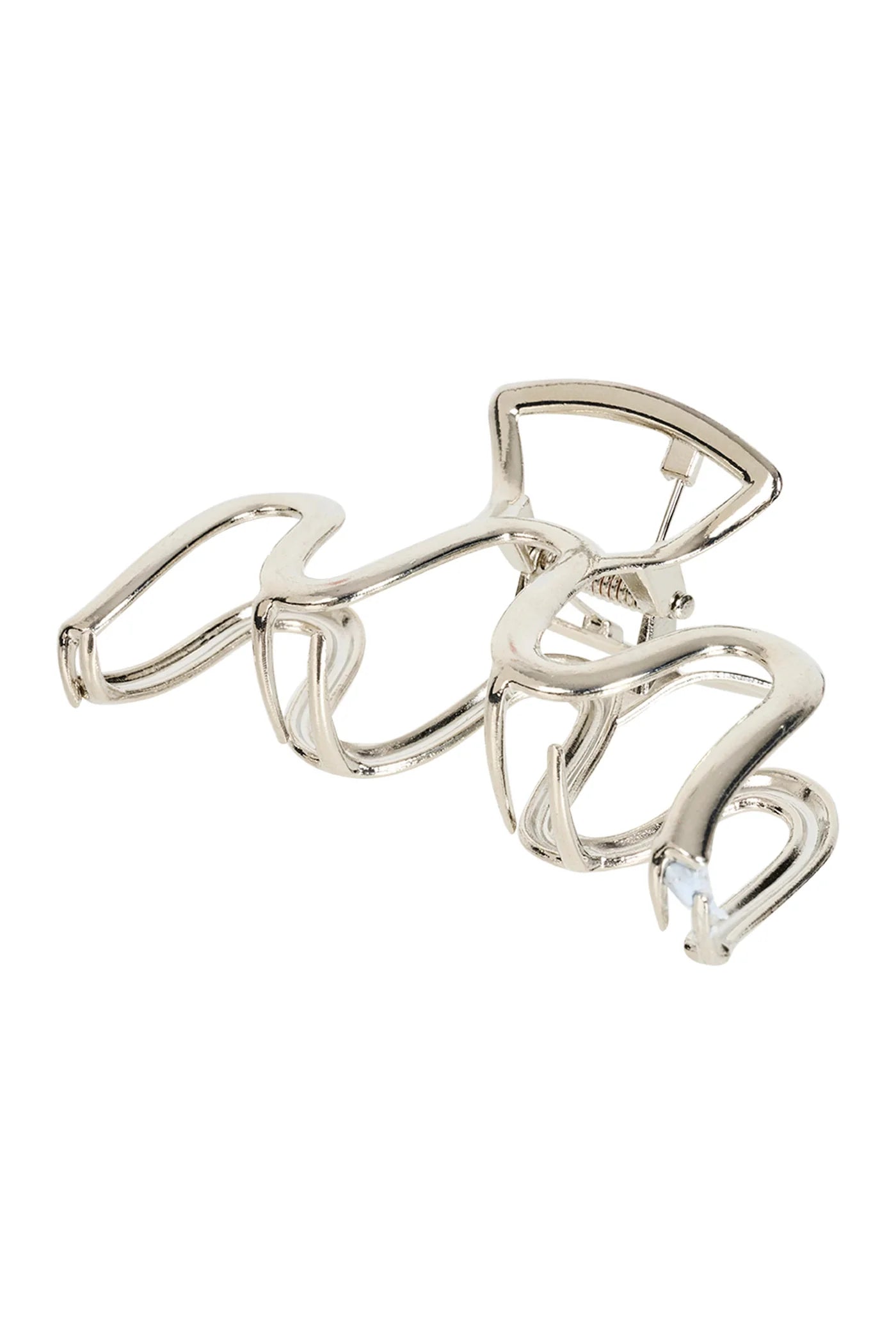 Eb & Ive Silver hairclip with interlocking loops on a white background