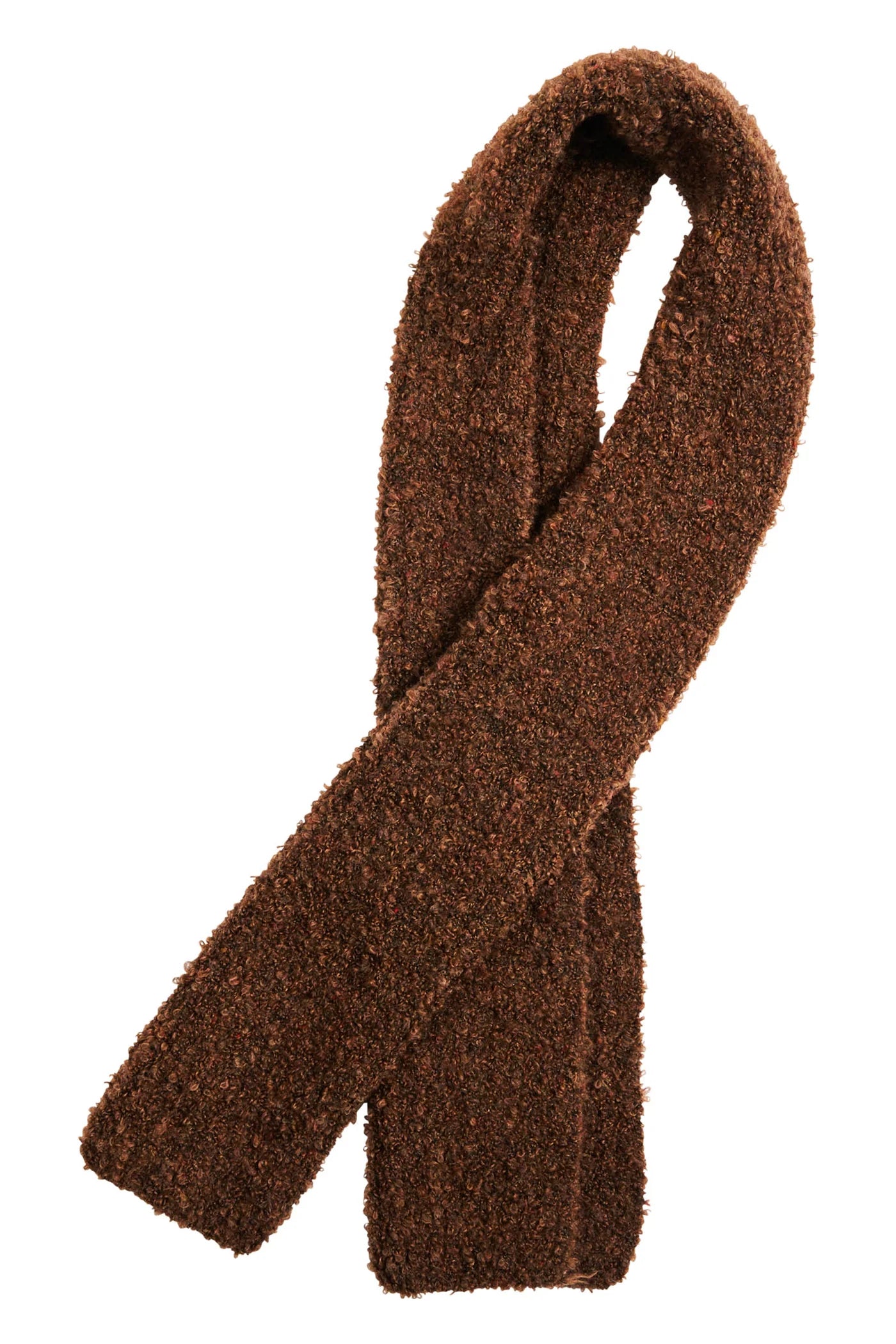 Image of Eb & Ive Brown knitted scarf on a white background