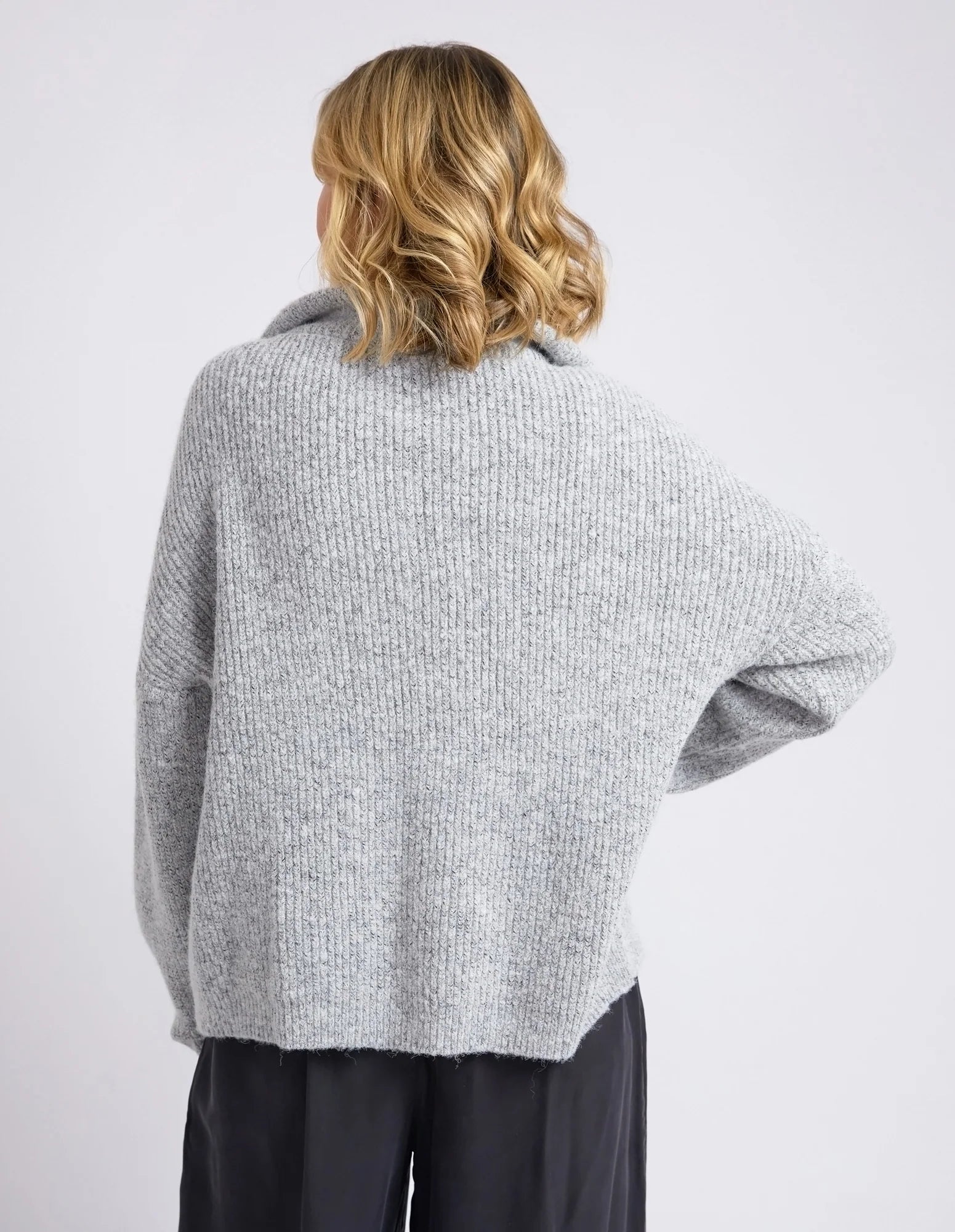 Elm Bron Button Knit - Grey Marle