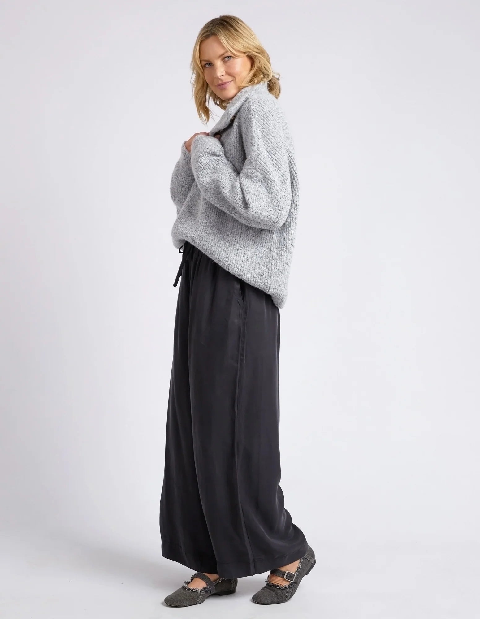 Collection of Elm Bron Button Knit - Grey Marle in a gallery layout