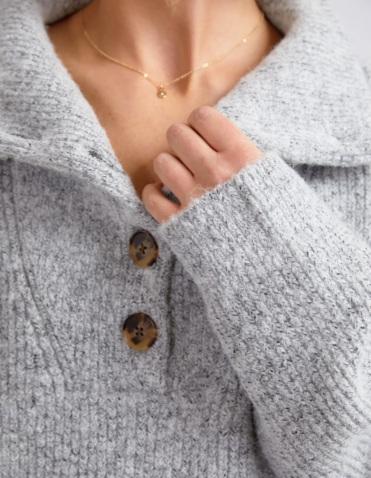 Collection of Elm Bron Button Knit - Grey Marle in a gallery layout