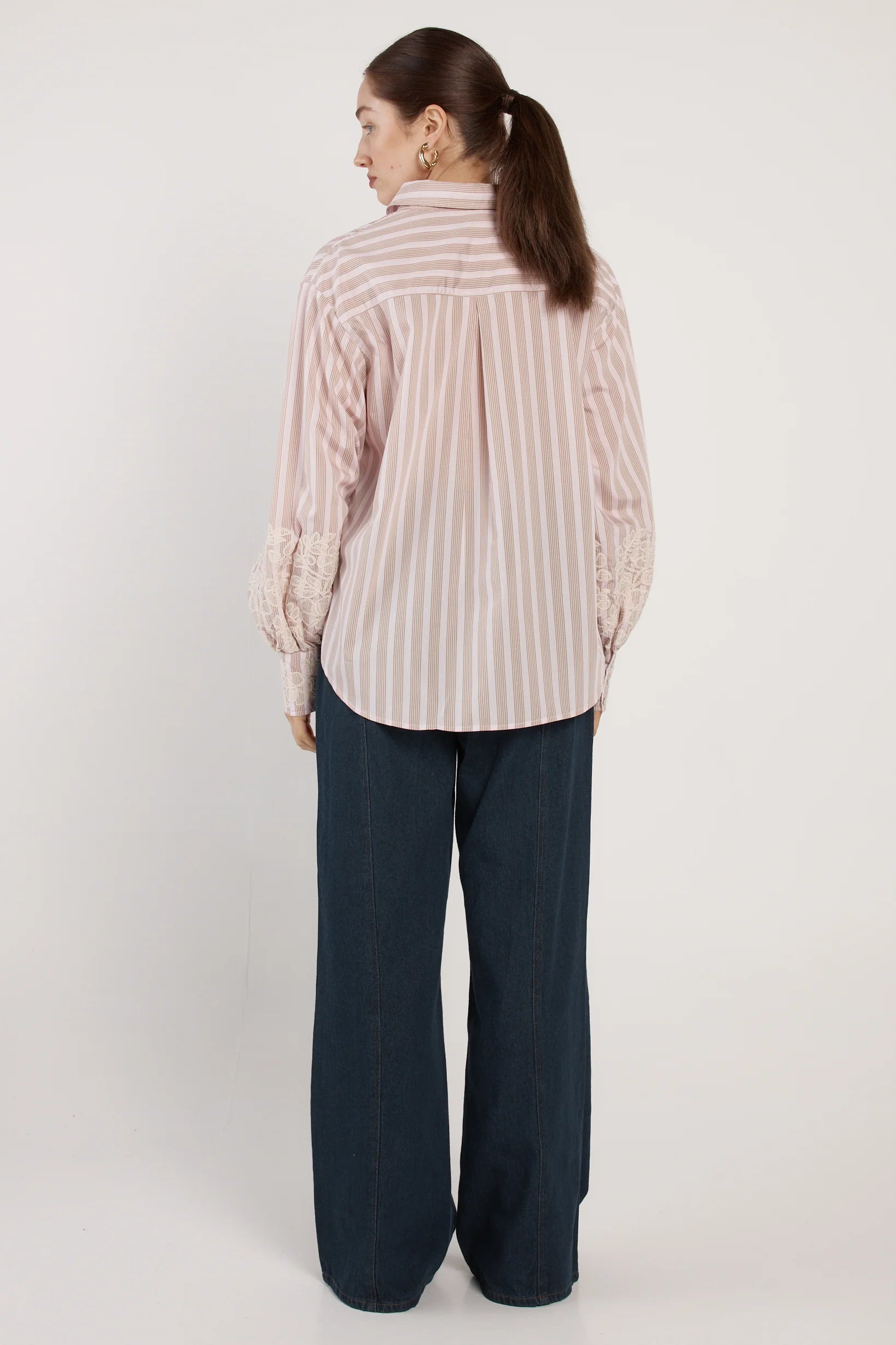 Image of Fate and Becker Paloma Striped Embroidered Shirt - Pink Stripe