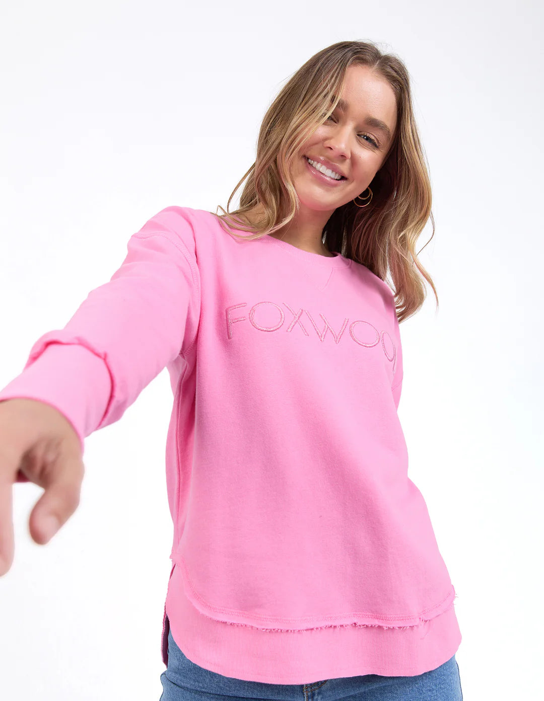 Collection of Foxwood Simplified Metallic Crew - Bubblegum Pink in a gallery layout