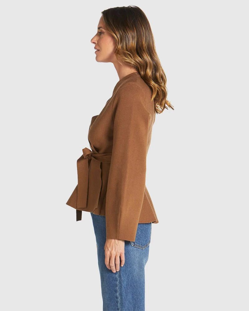 Fate and Becker Tiny Dancer Wrap Cardi - Cinnamon Brown