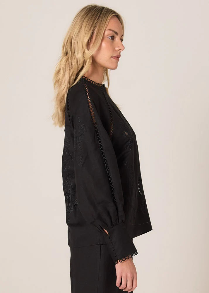 Fate and Becker Aven Embroidered Blouse - Black