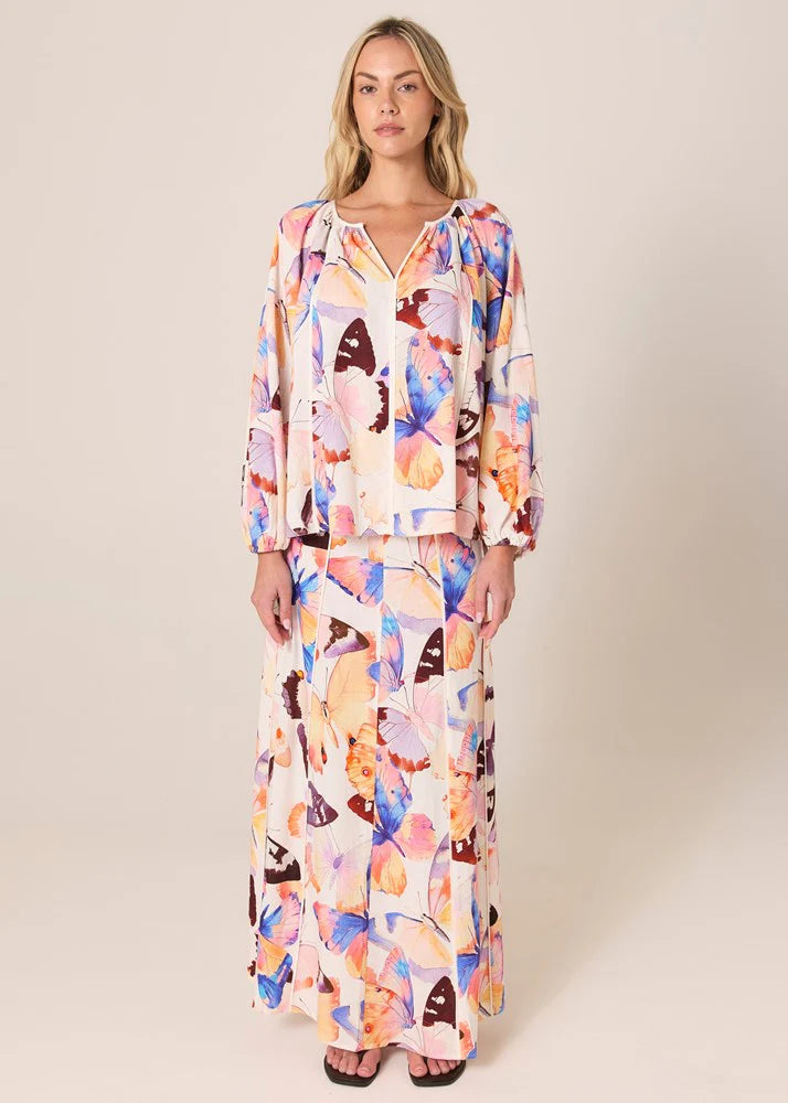 Collection of Fate and Becker Mariposa Print Blouse - Butterfly Print in a gallery layout