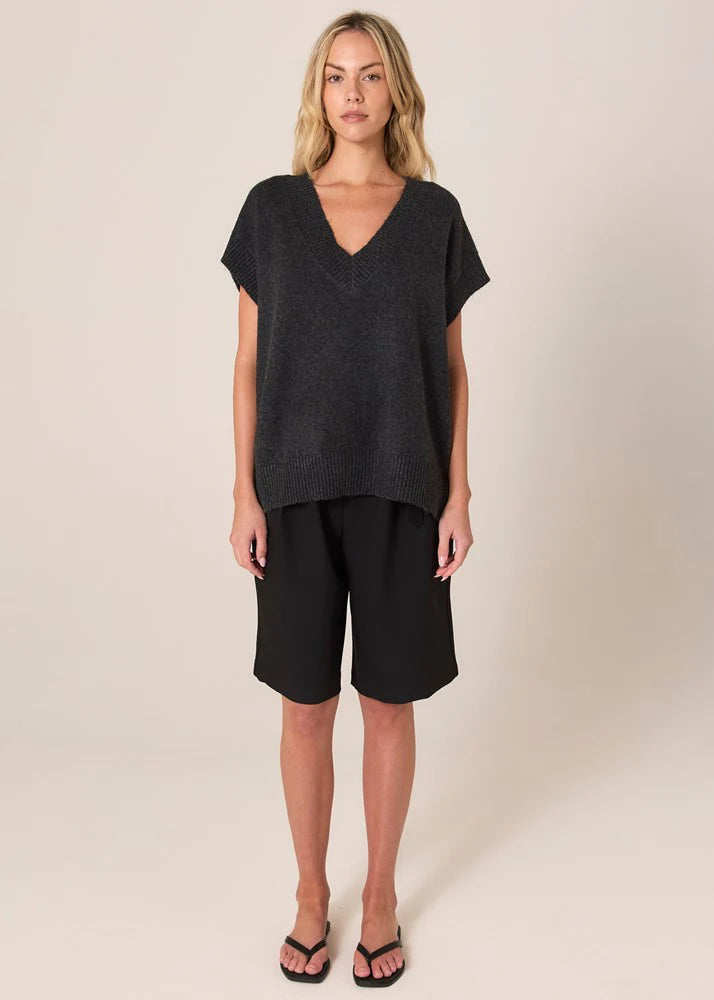 Collection of Fate and Becker Rae V-Neck Vest - Black Marle in a gallery layout