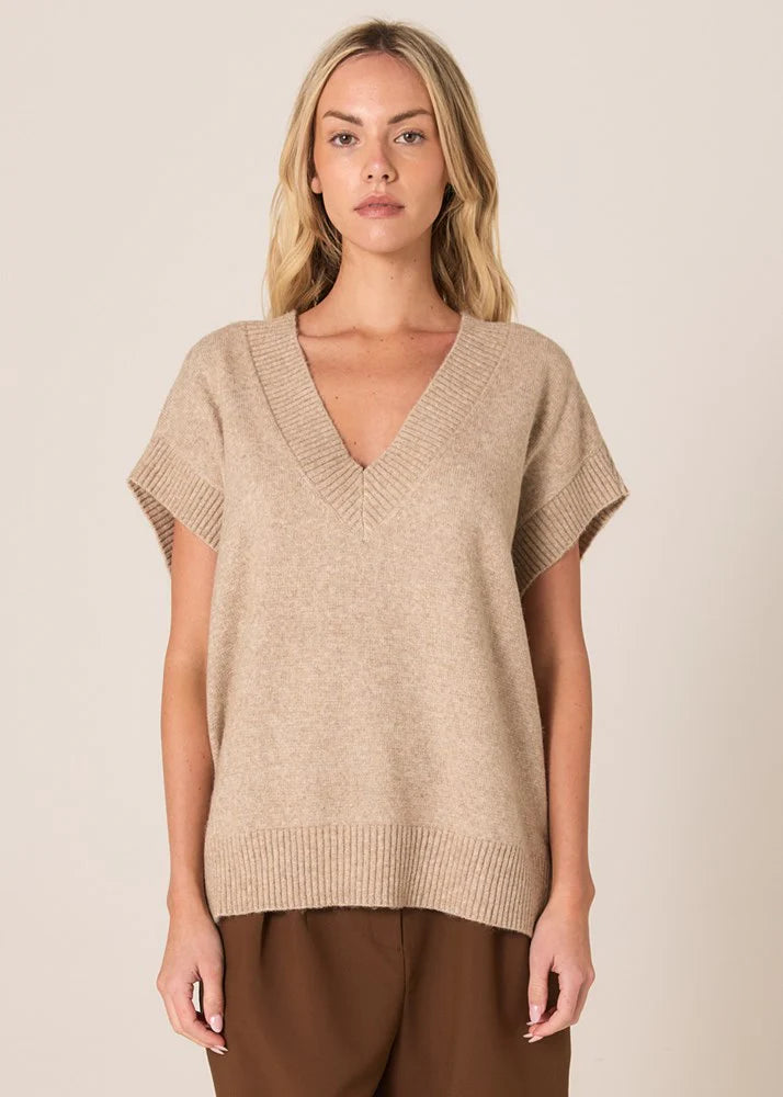 Fate and Becker Rae V-Neck Vest - Brown Marle