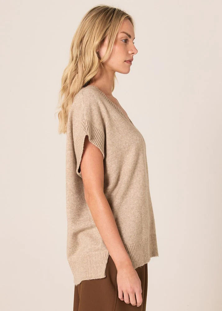 Collection of Fate and Becker Rae V-Neck Vest - Brown Marle in a gallery layout