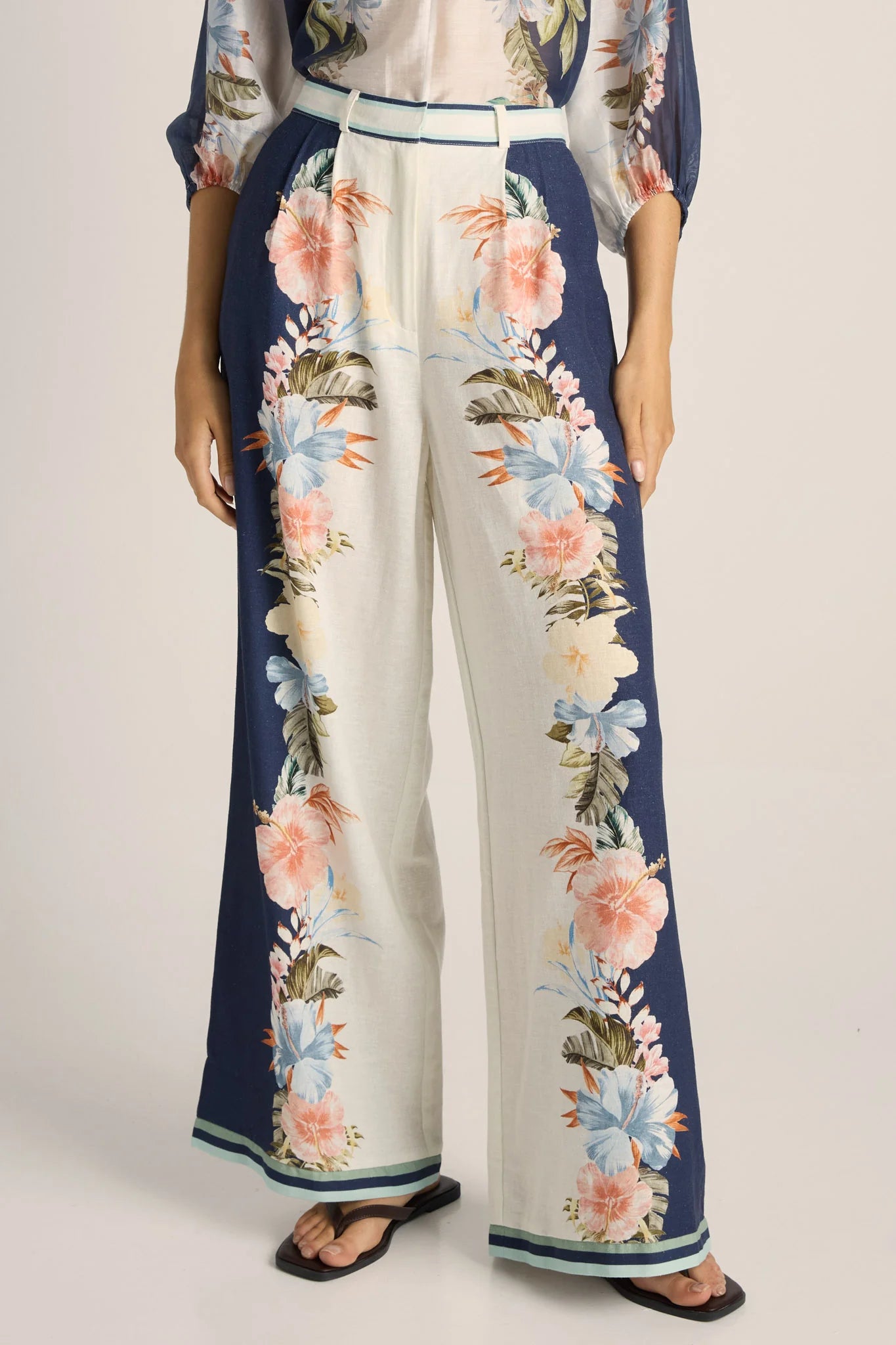 Fate and Becker Solara Placement Print Pant - Navy Print