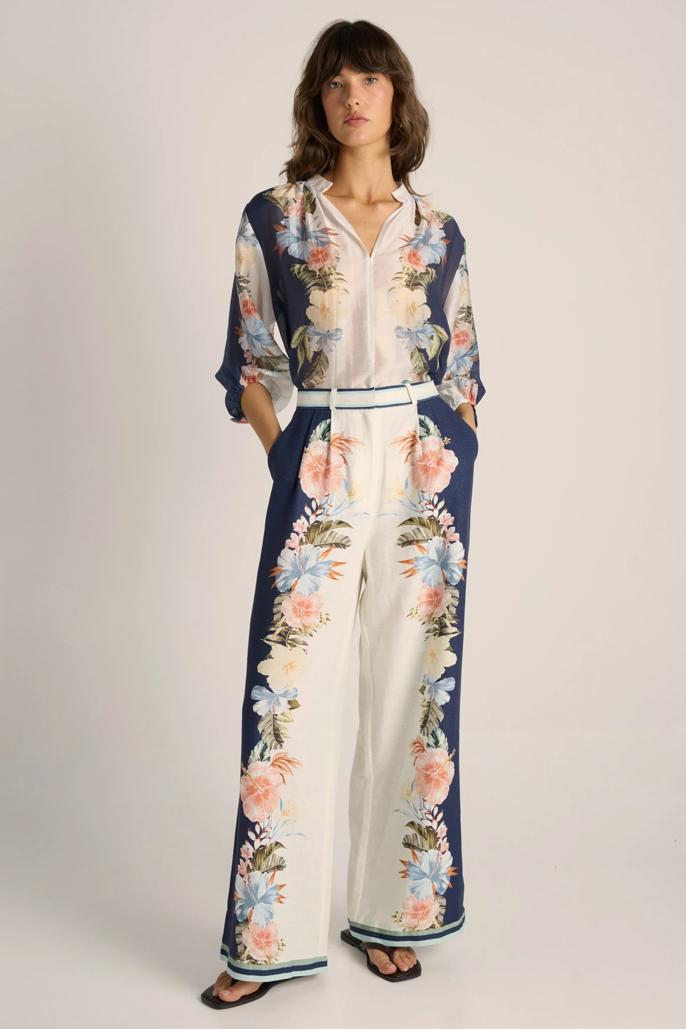 Fate and Becker Solara Placement Print Pant - Navy Print