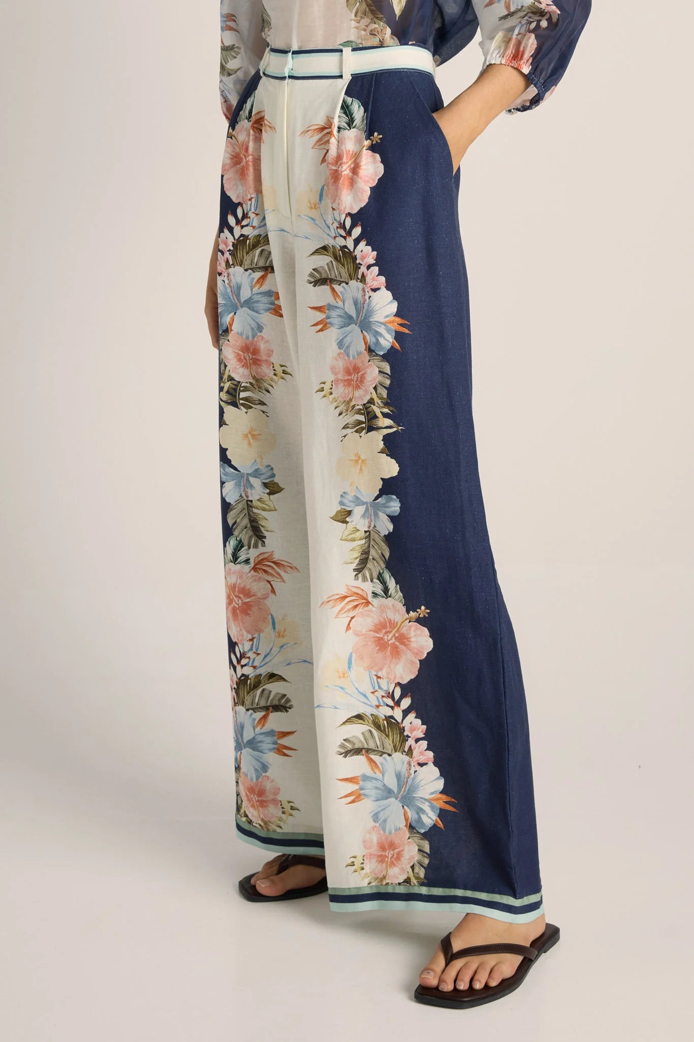 Fate and Becker Solara Placement Print Pant - Navy Print