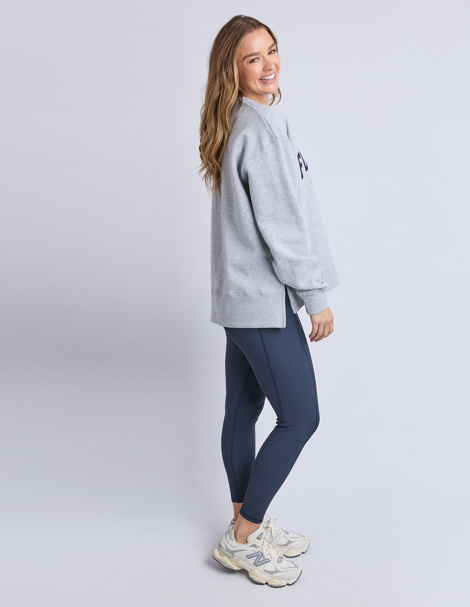 Image of Foxwood Intention Oversized Crew - Grey Marle/Navy