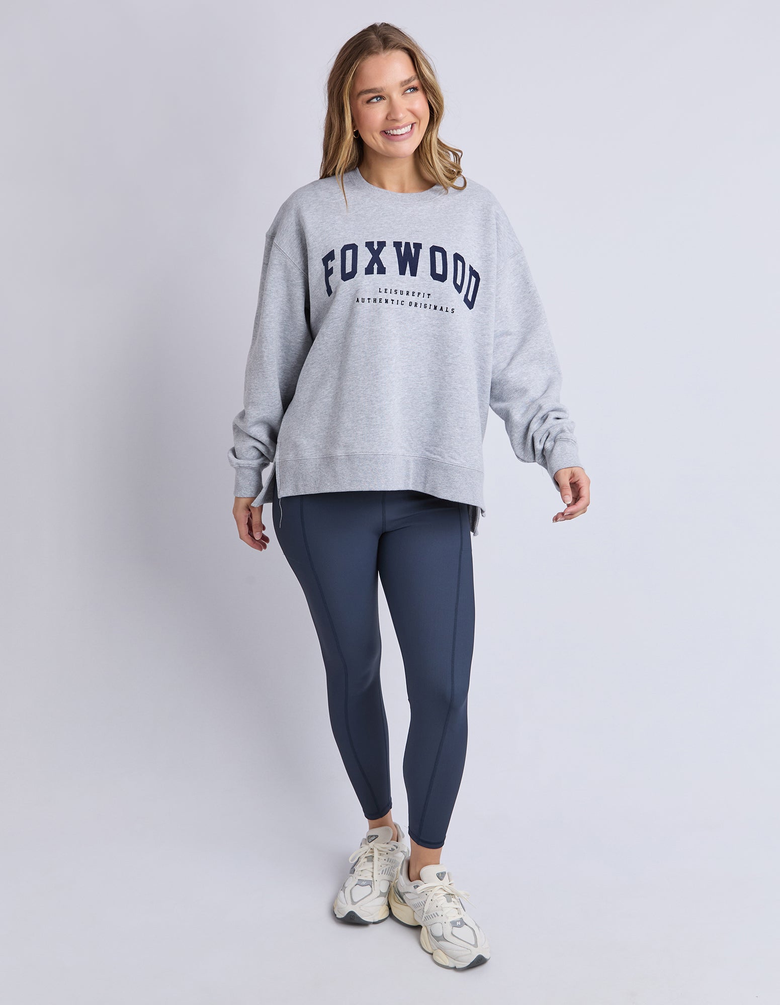 Foxwood Intention Oversized Crew - Grey Marle/Navy