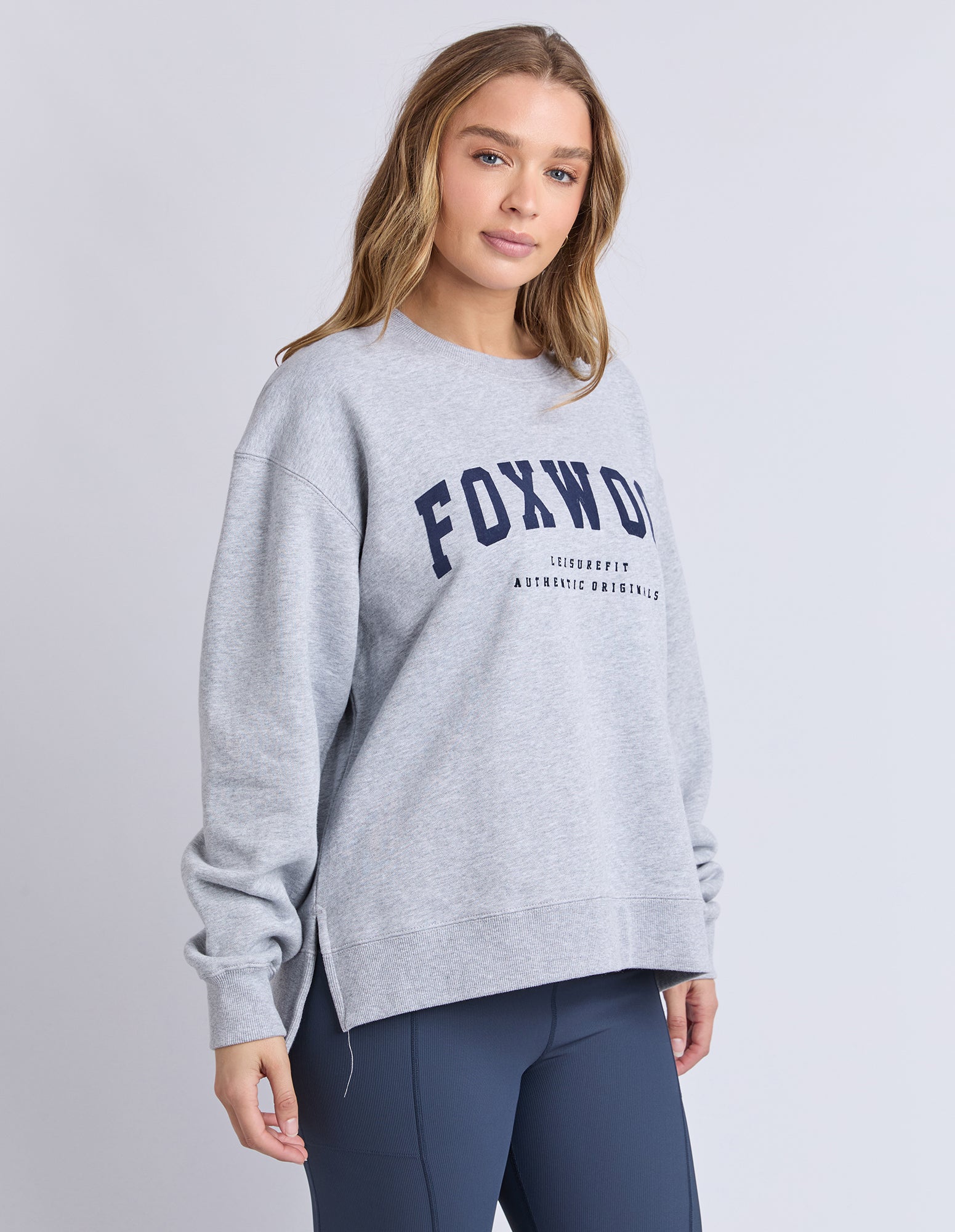 Image of Foxwood Intention Oversized Crew - Grey Marle/Navy