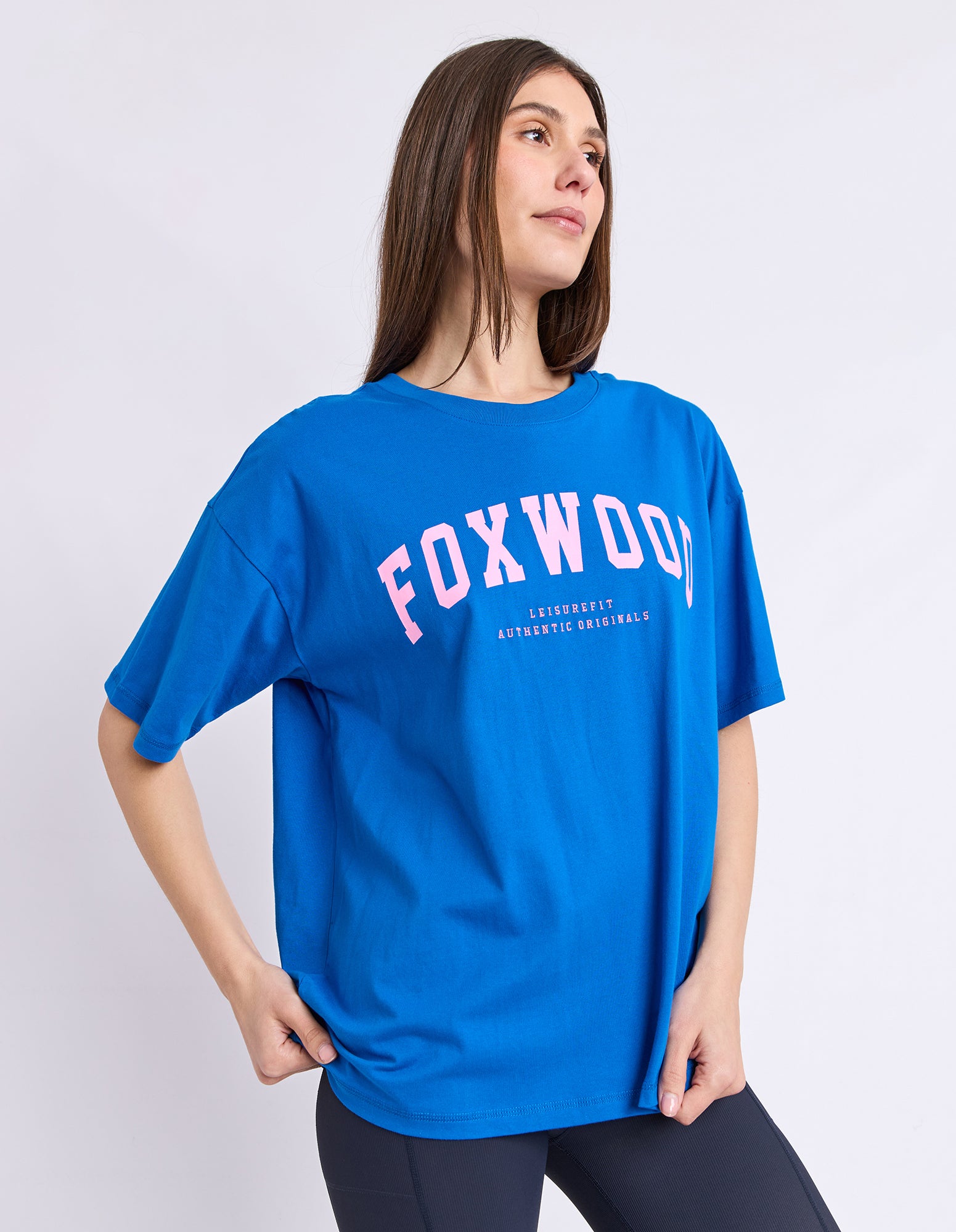 Image of Foxwood Interval Tee - Cobalt Blue with Neon Pink