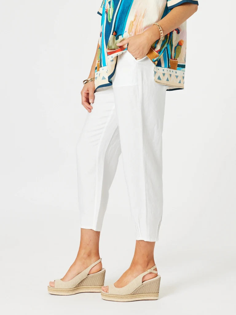 Collection of Gordon Smith Lino Tapered Pant - White in a gallery layout