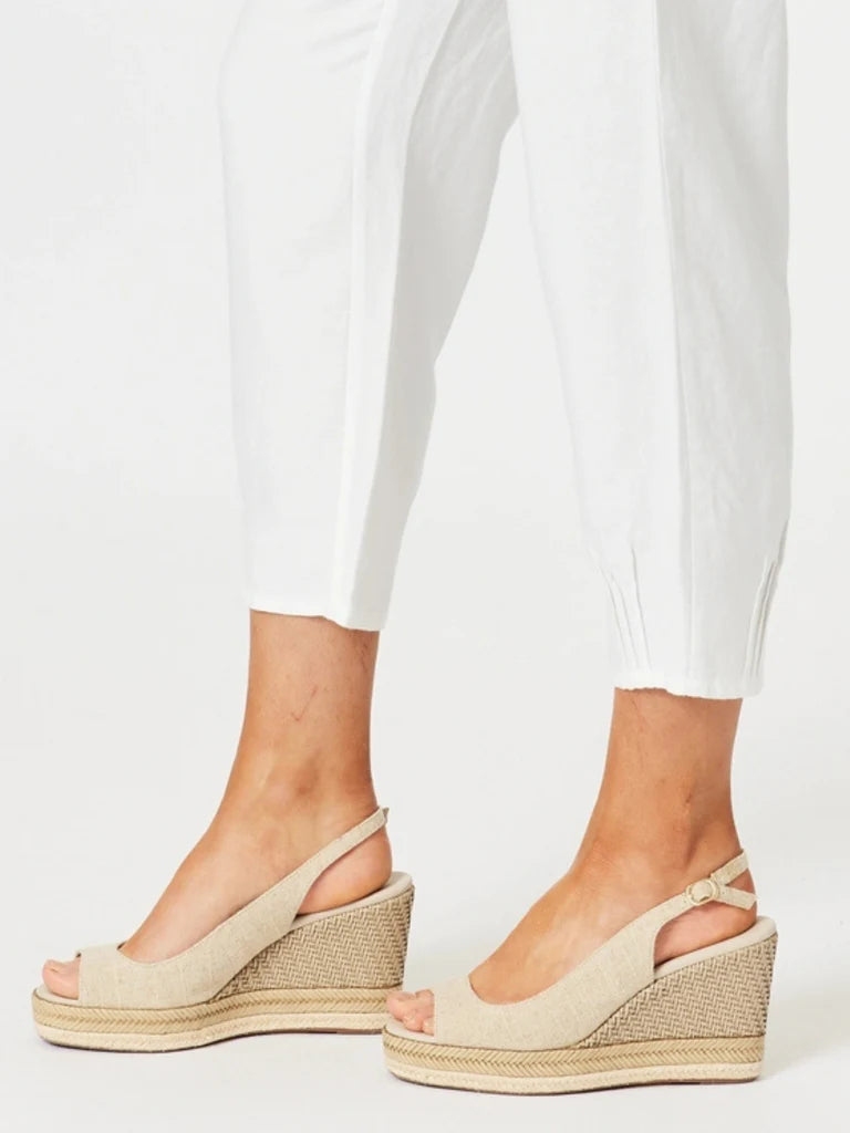 Collection of Gordon Smith Lino Tapered Pant - White in a gallery layout