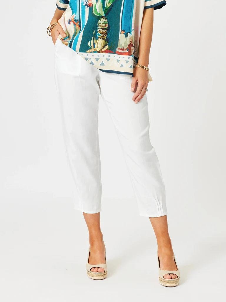 Collection of Gordon Smith Lino Tapered Pant - White in a gallery layout