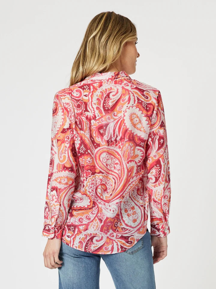 Image of Gordon Smith Paisley Shirt - Red Multi