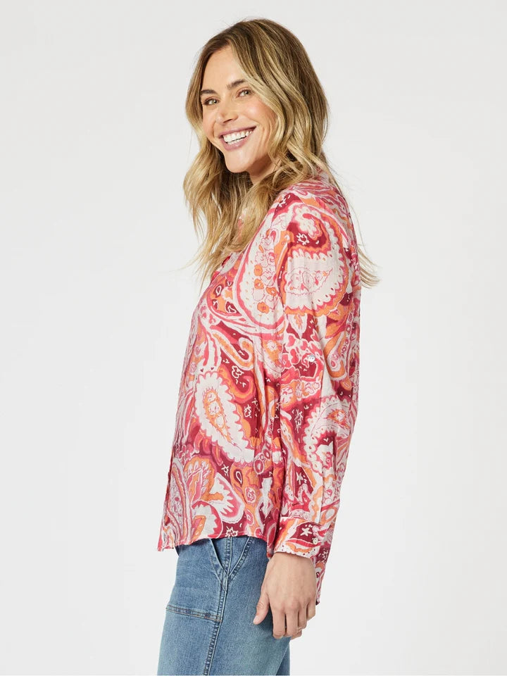 Image of Gordon Smith Paisley Shirt - Red Multi