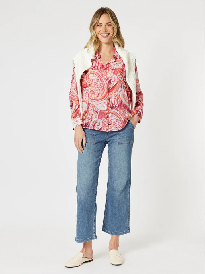 Image of Gordon Smith Paisley Shirt - Red Multi