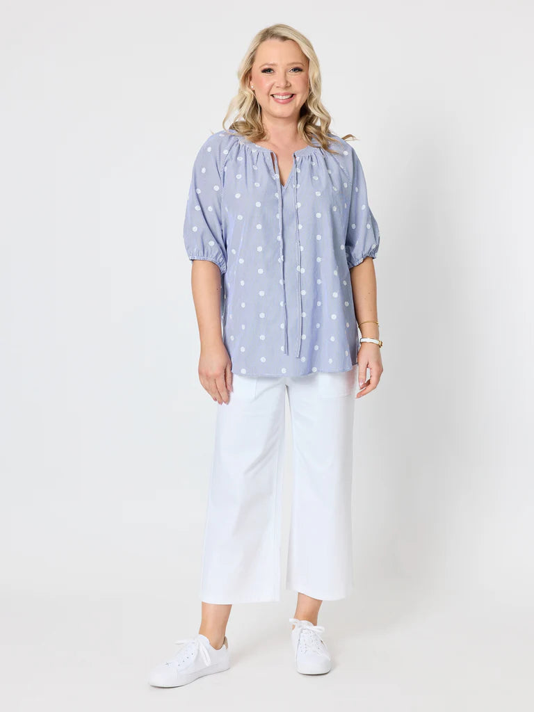 Image of Gordon Smith Monaco Spot Top - Pale Blue