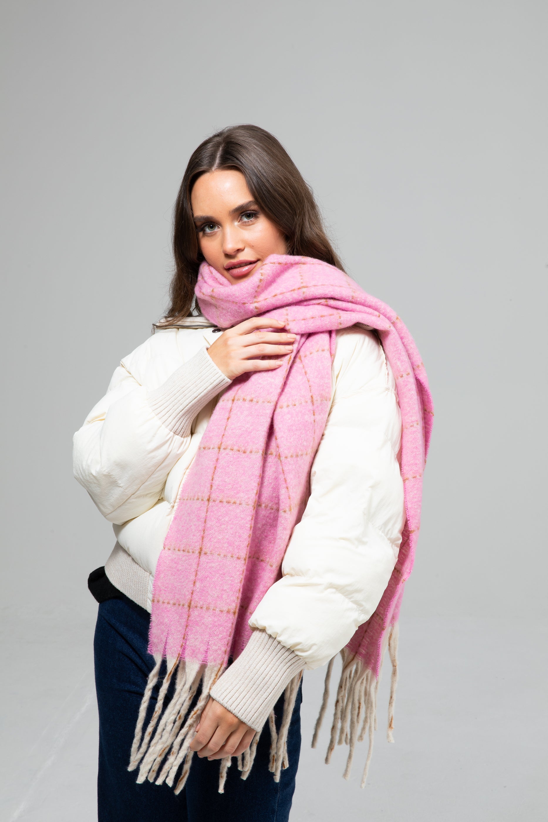 Collection of Holiday Life Conley Scarf - Pink in a gallery layout