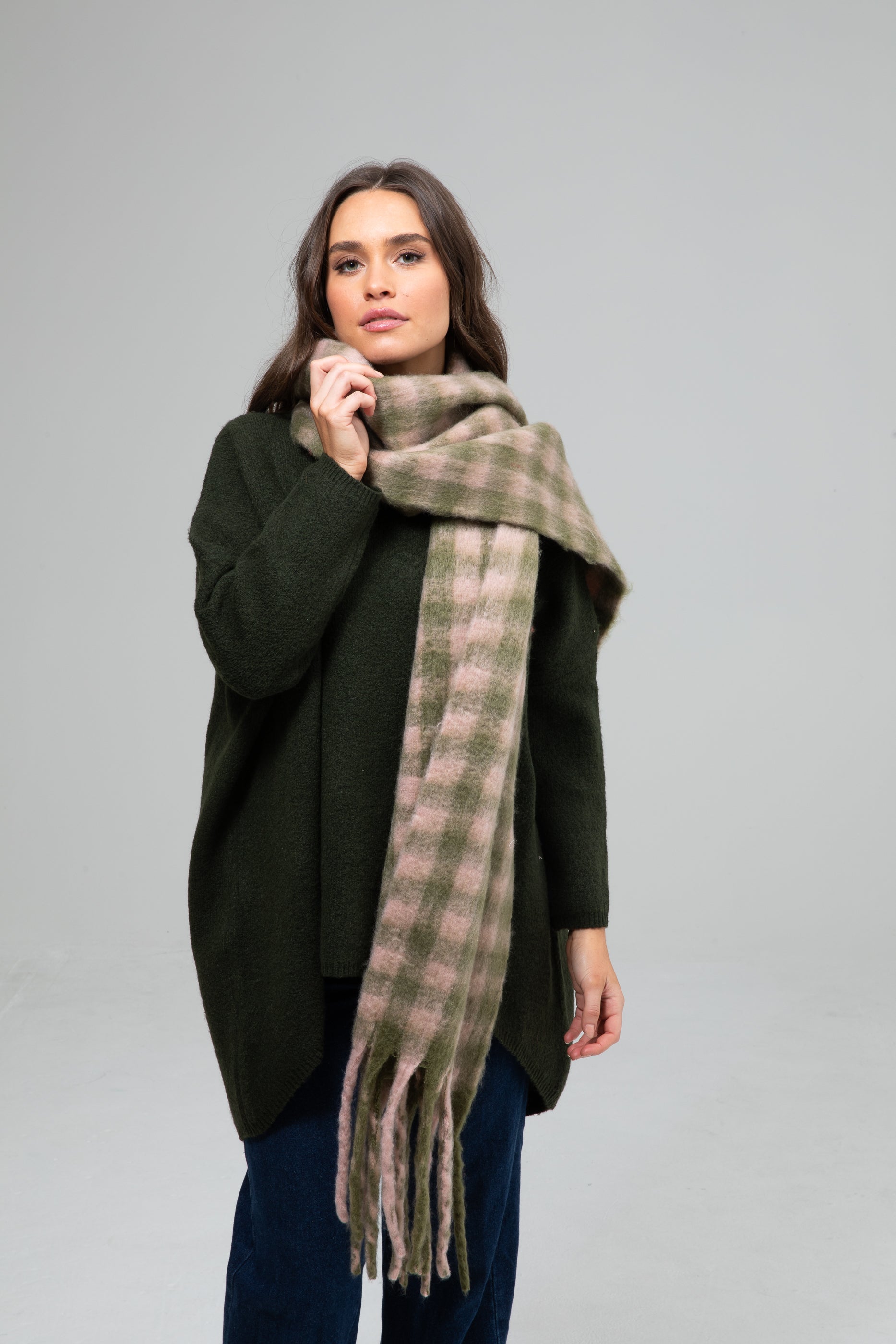 Collection of Holiday Life Morrisy Scarf - Pink/Green in a gallery layout