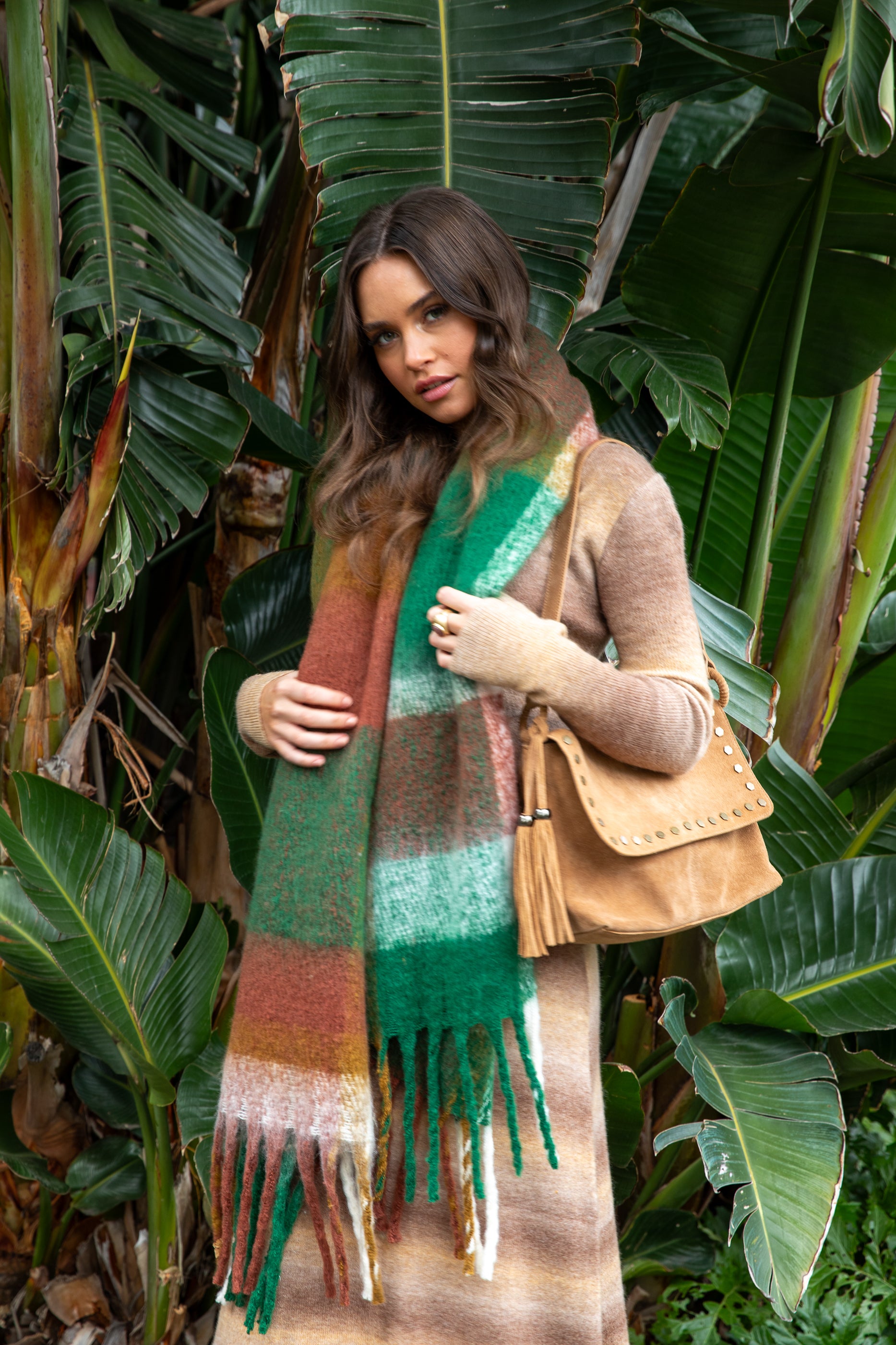 Image of Holiday Life Stansbury Scarf - Green/Brown