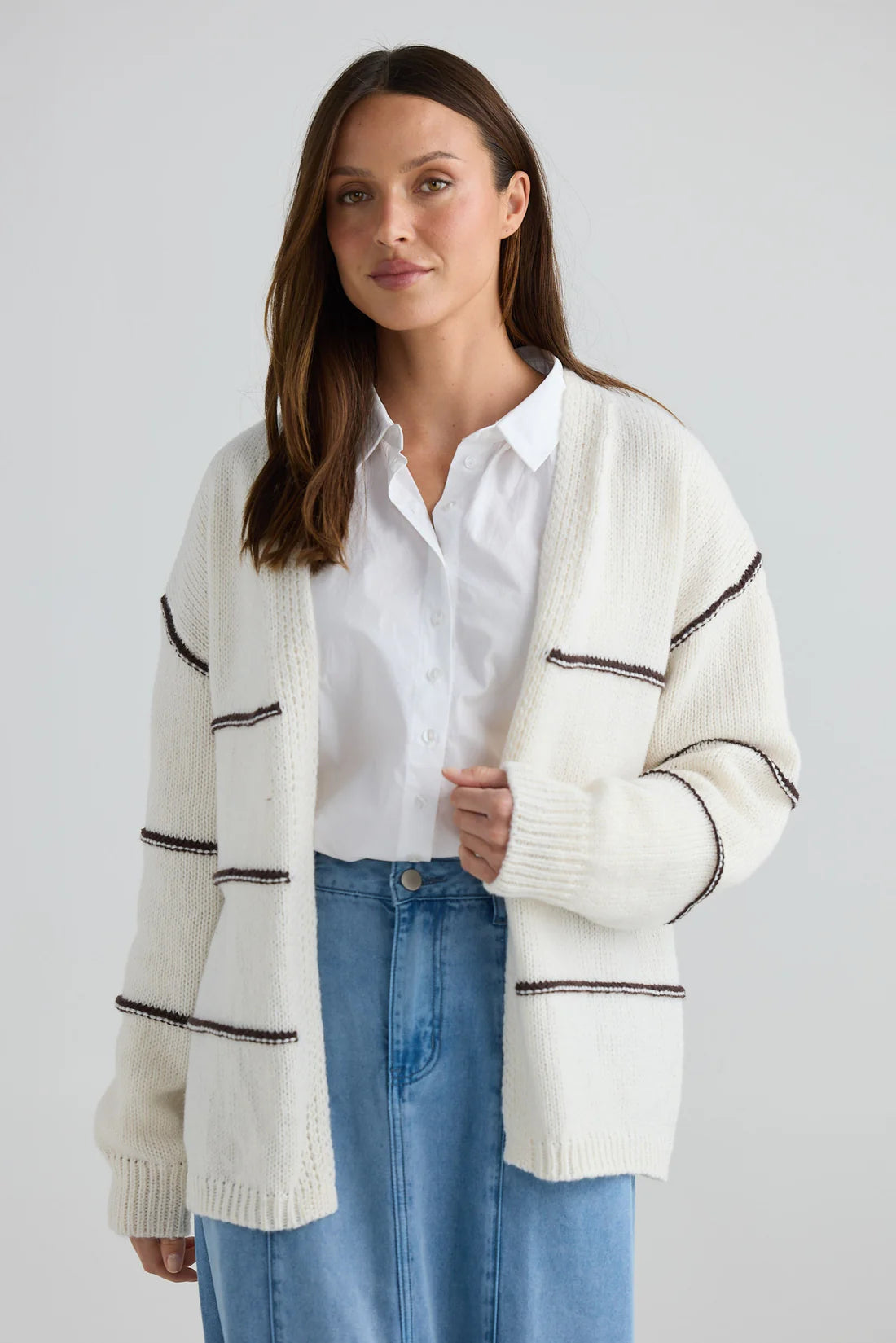 Holiday Seaside Cardi - Chocolate Stripe