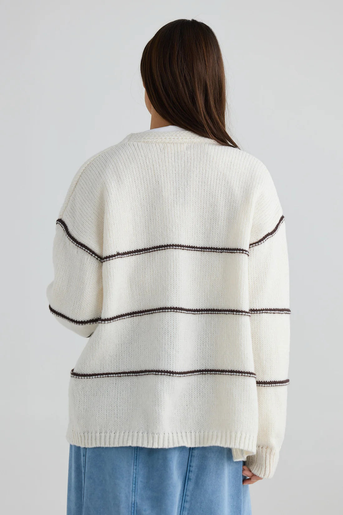 Holiday Seaside Cardi - Chocolate Stripe