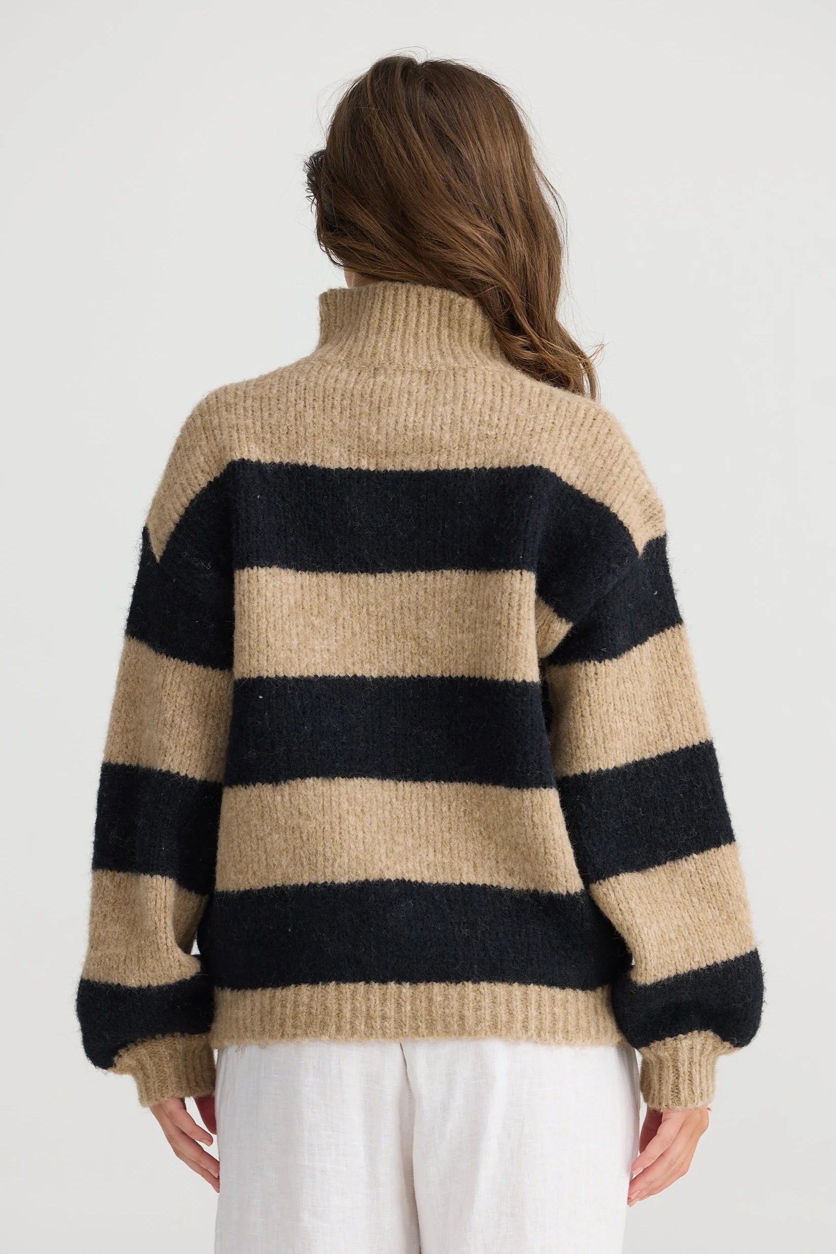 Collection of Holiday Island Knit - Taupe Stripe in a gallery layout