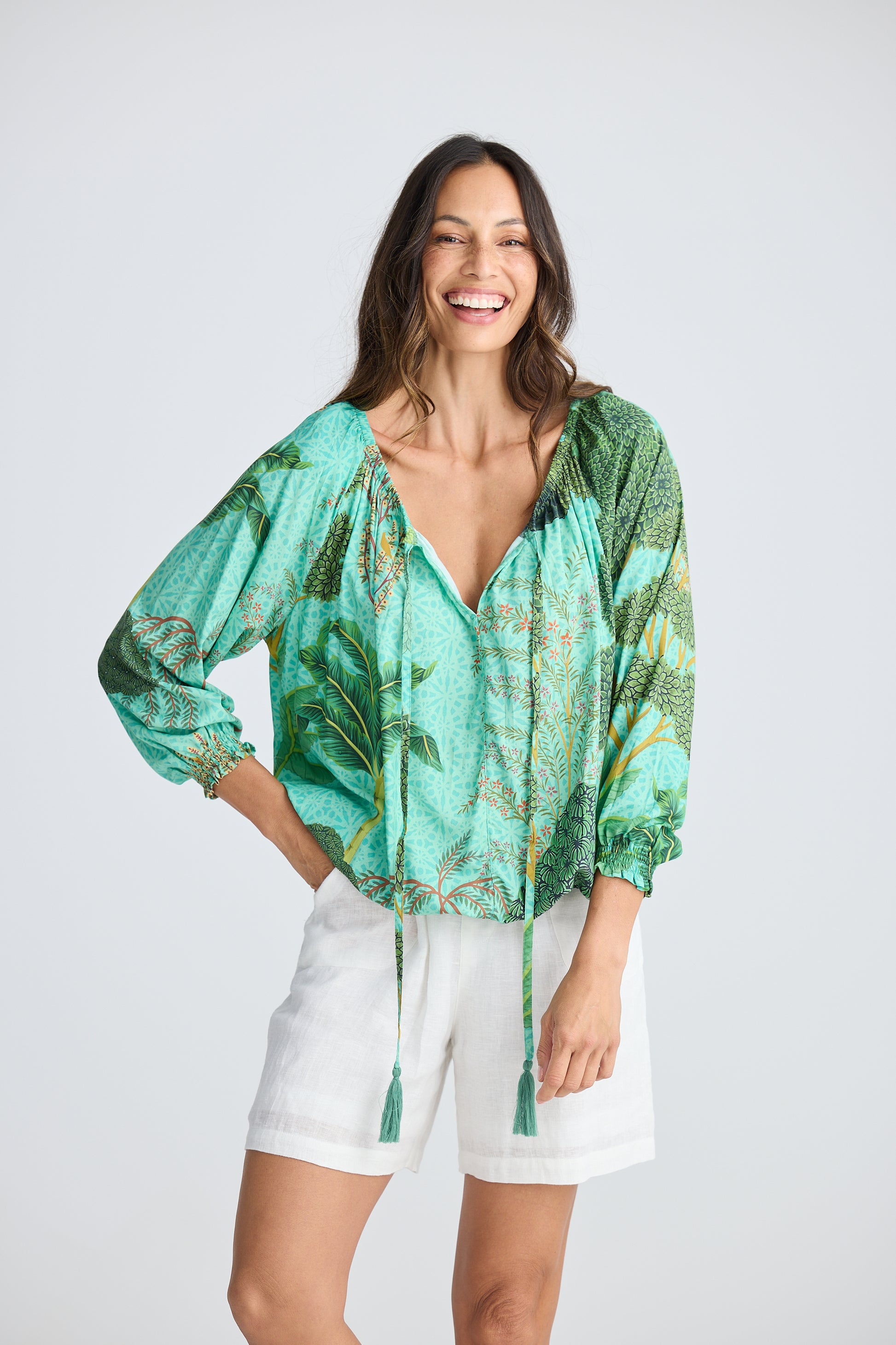 Holiday Seaside Top - Rainforest Print