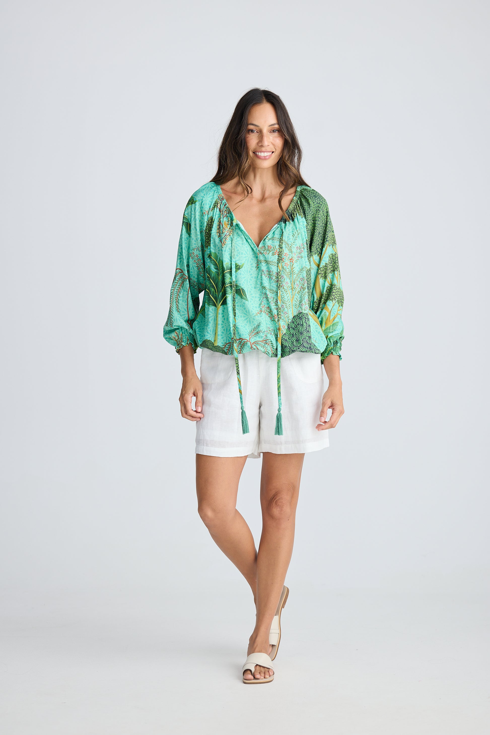 Holiday Seaside Top - Rainforest Print