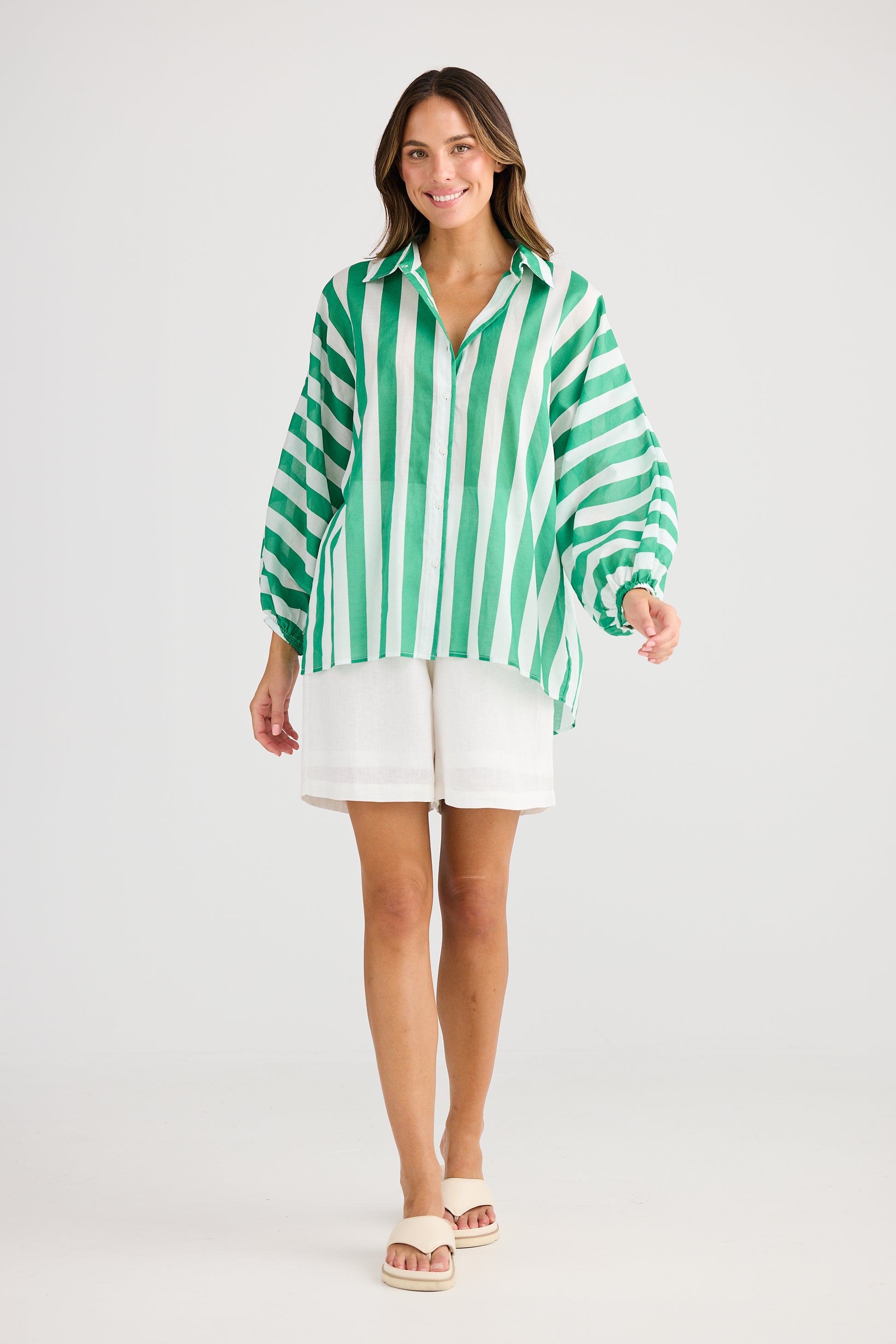 Holiday Cliffside Shirt - Green Stripe