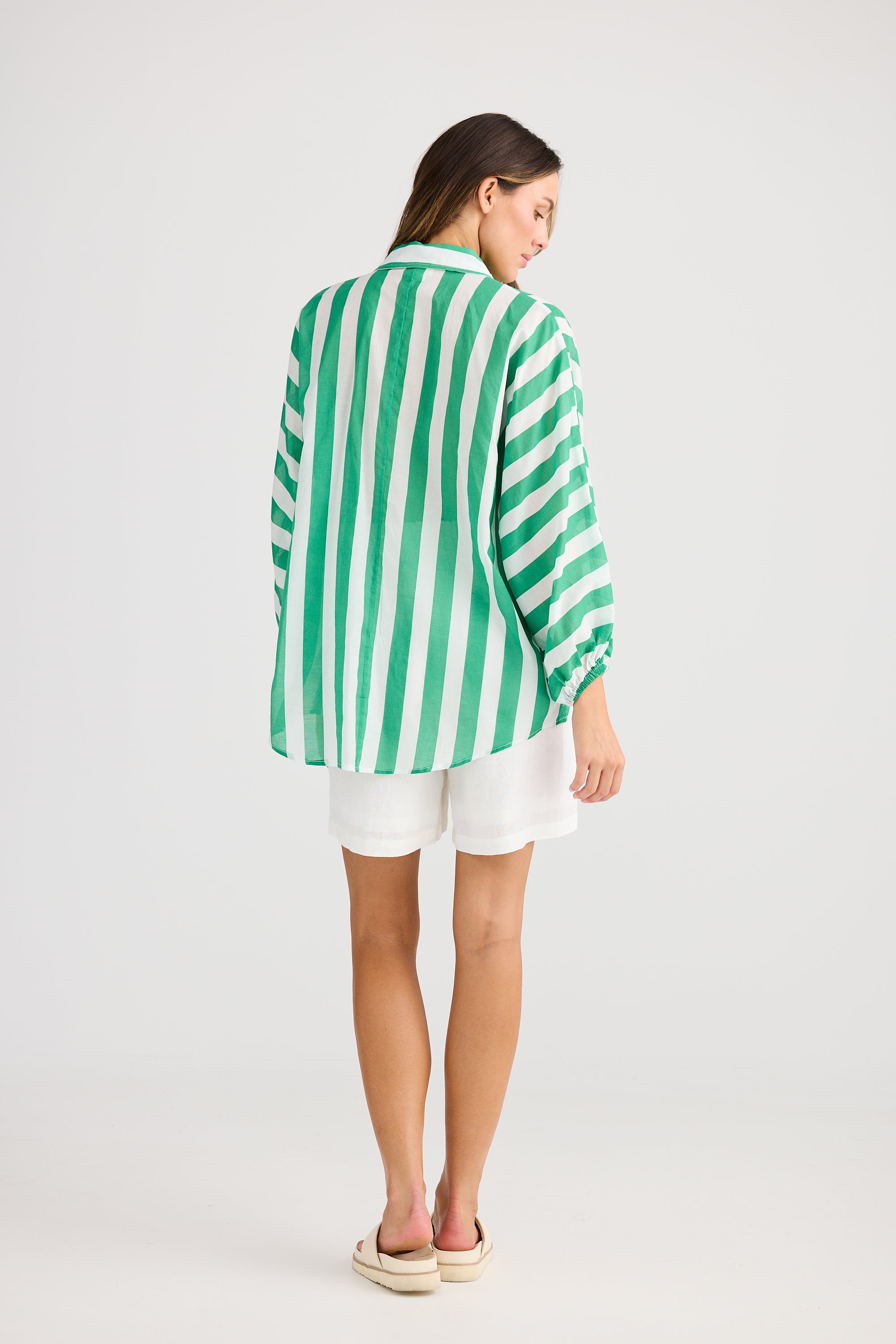 Collection of Holiday Cliffside Shirt - Green Stripe in a gallery layout