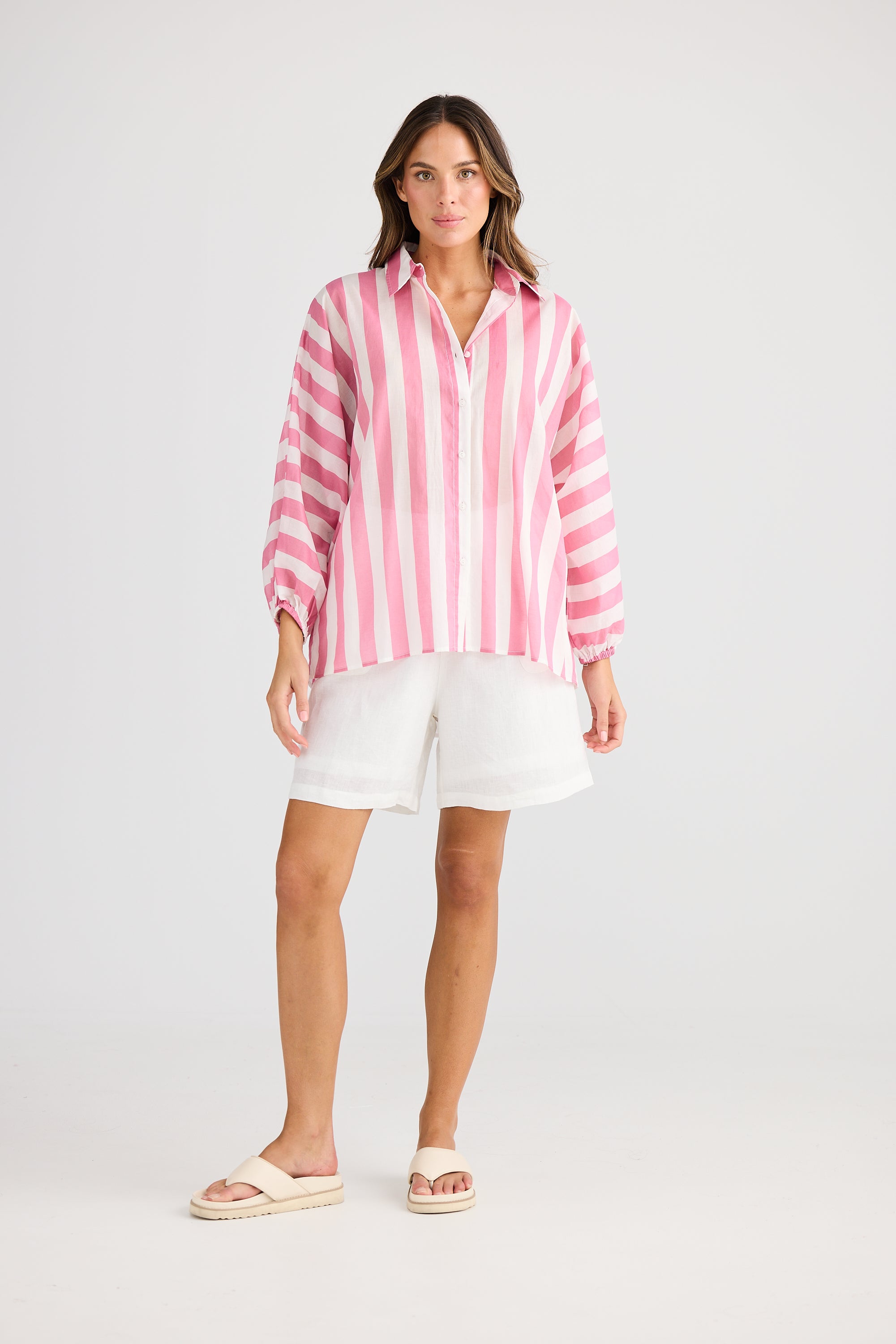 Collection of Holiday Cliffside Shirt - Pink Stripe in a gallery layout