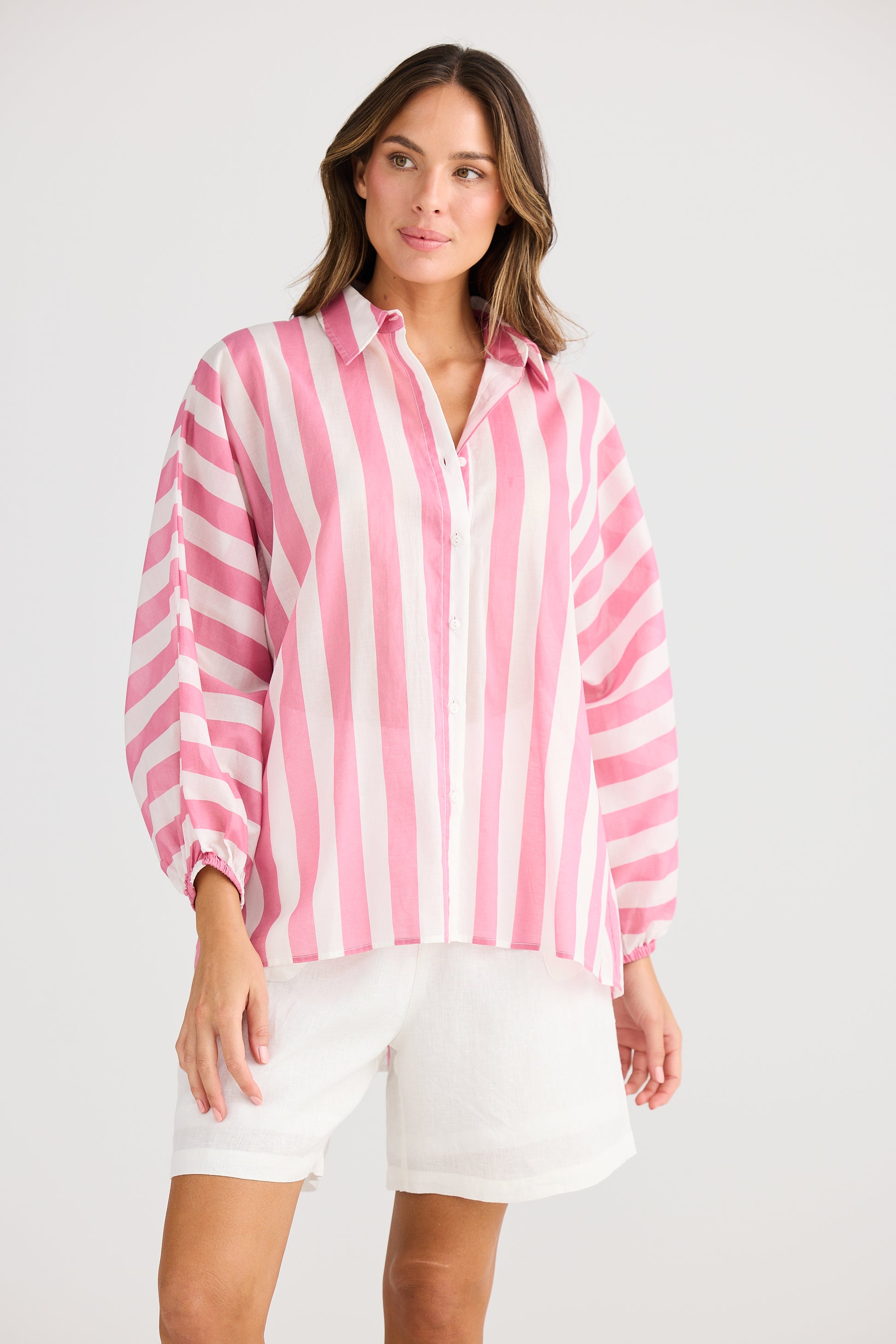 Holiday Cliffside Shirt - Pink Stripe