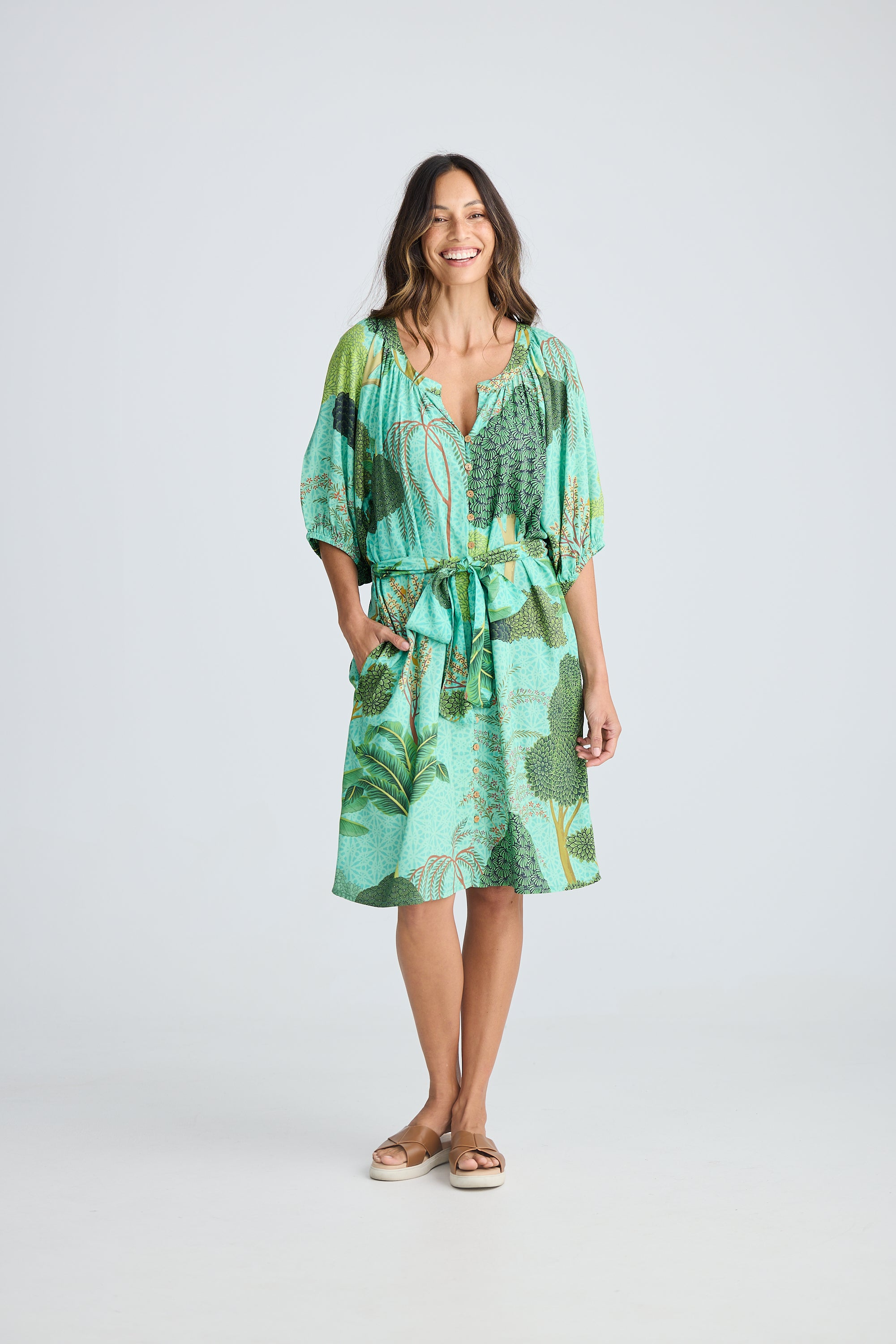 Collection of Holiday Mariah Dress - Rainforest Print in a gallery layout