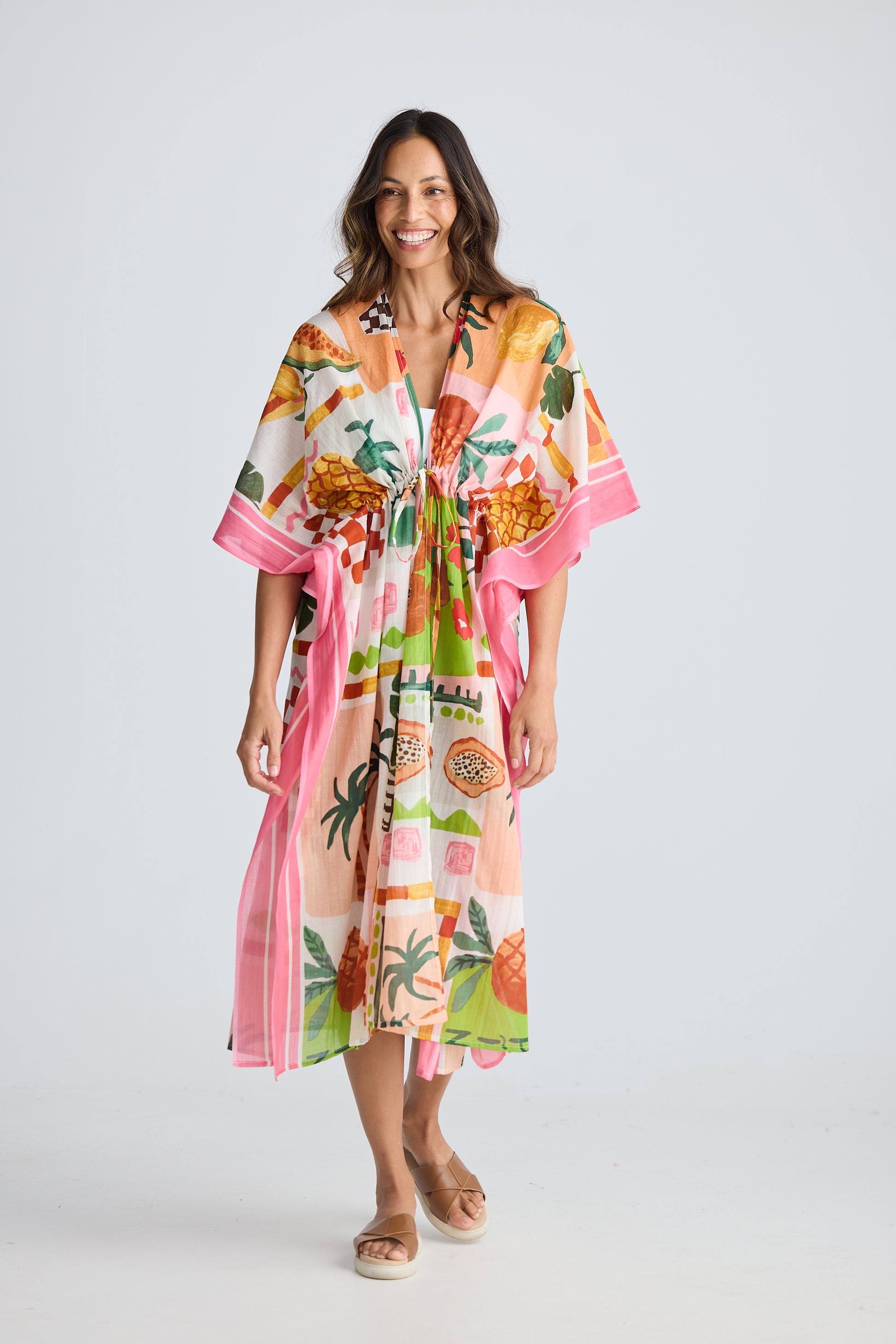 Holiday Life Asta Long Kaftan - Tropical Fiesco