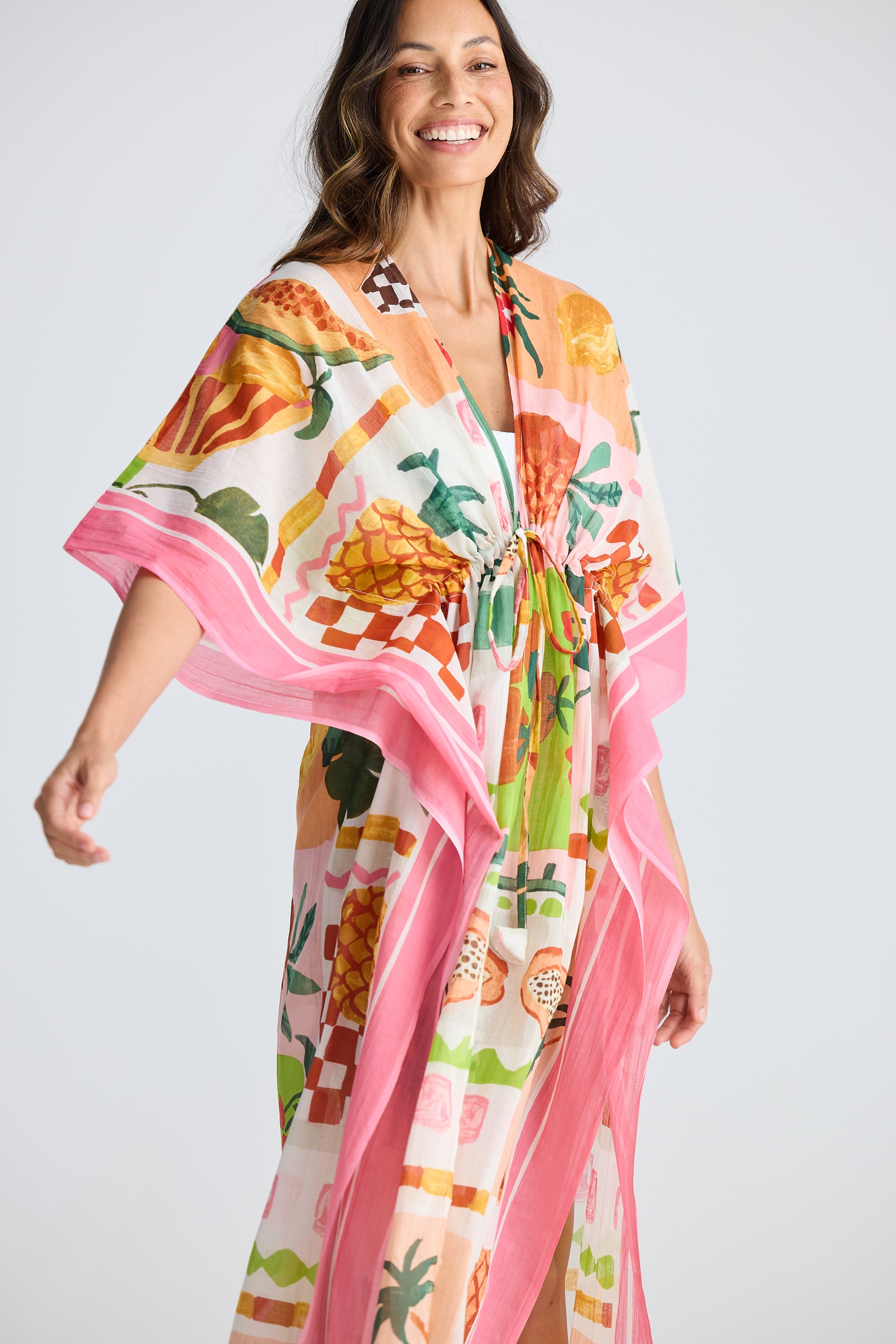 Holiday Life Asta Long Kaftan - Tropical Fiesco
