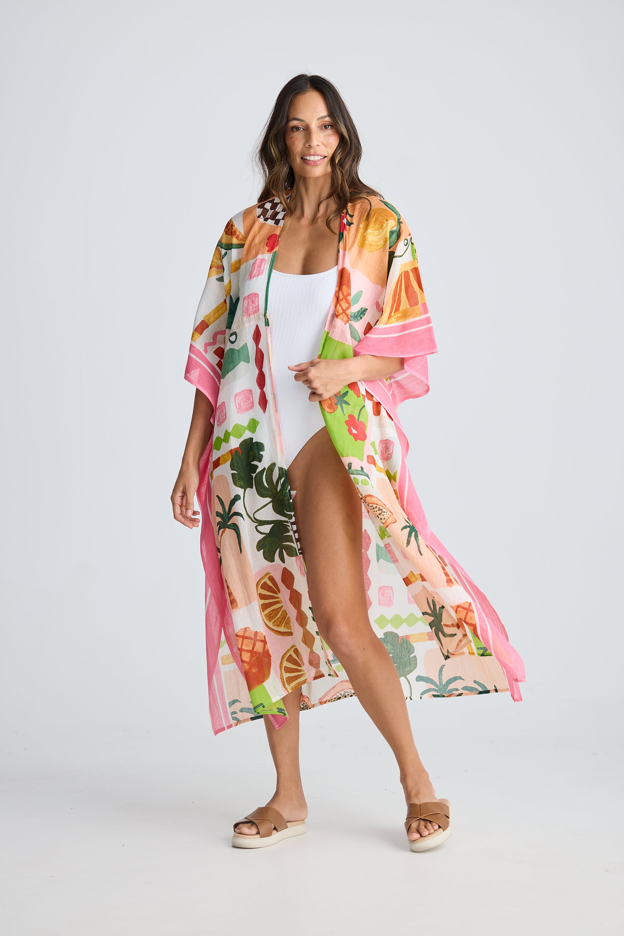Collection of Holiday Life Asta Long Kaftan - Tropical Fiesco in a gallery layout
