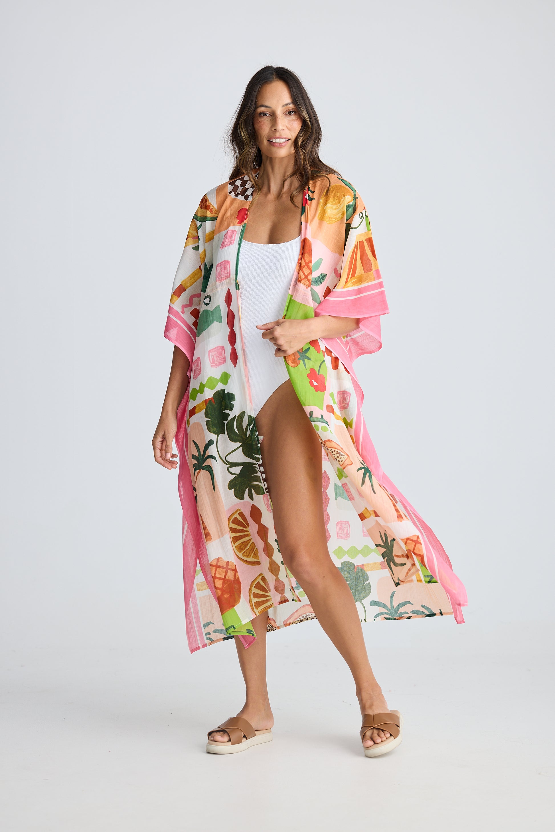Holiday Life Asta Long Kaftan - Tropical Fiesco