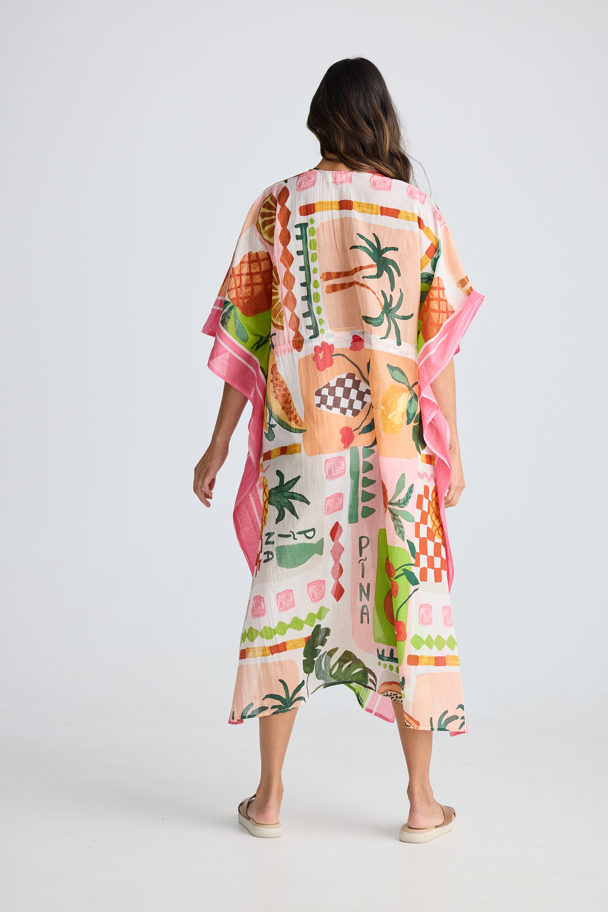 Holiday Life Asta Long Kaftan - Tropical Fiesco