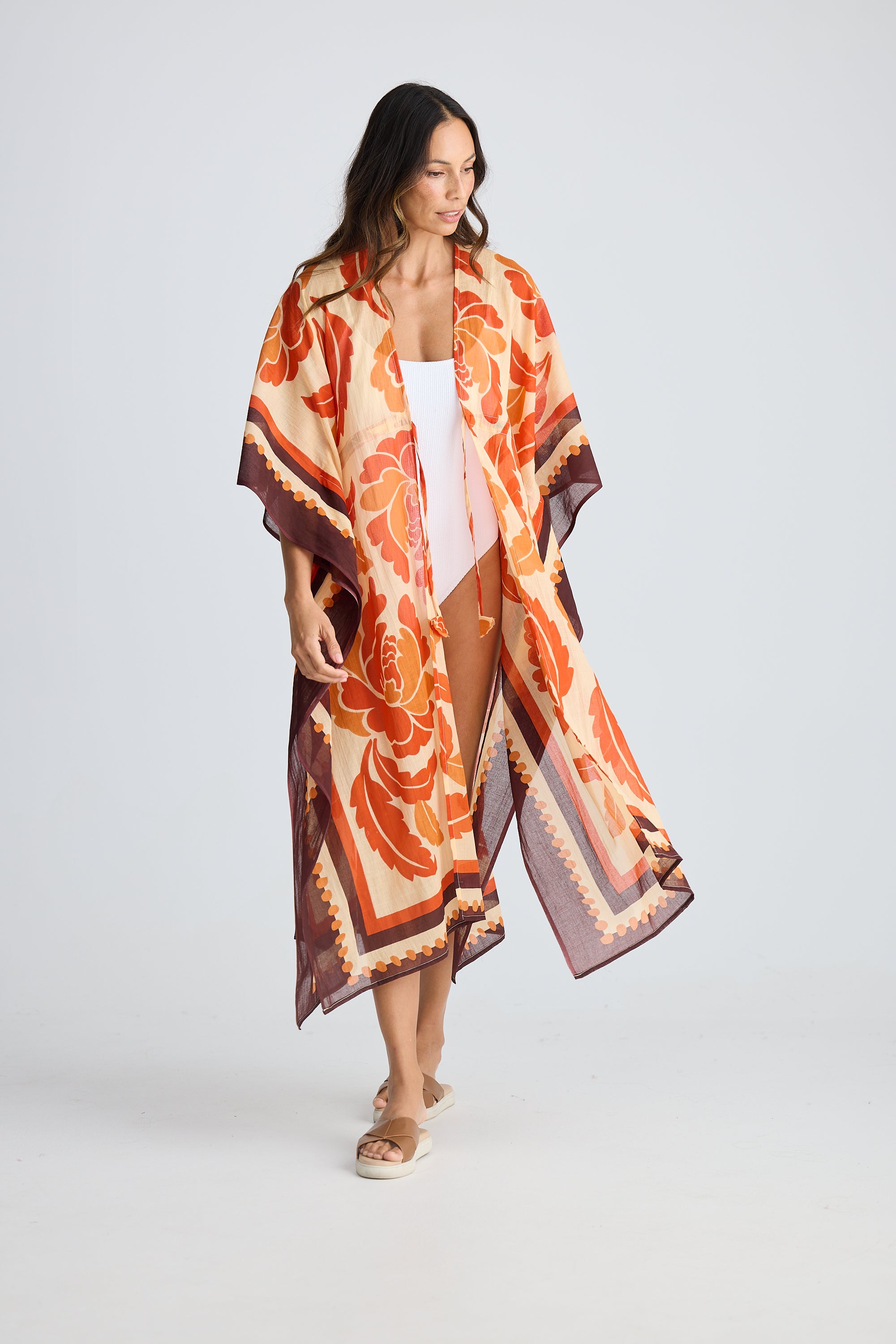 Collection of Holiday Life Asta Long Kaftan - Tuscan Palm in a gallery layout