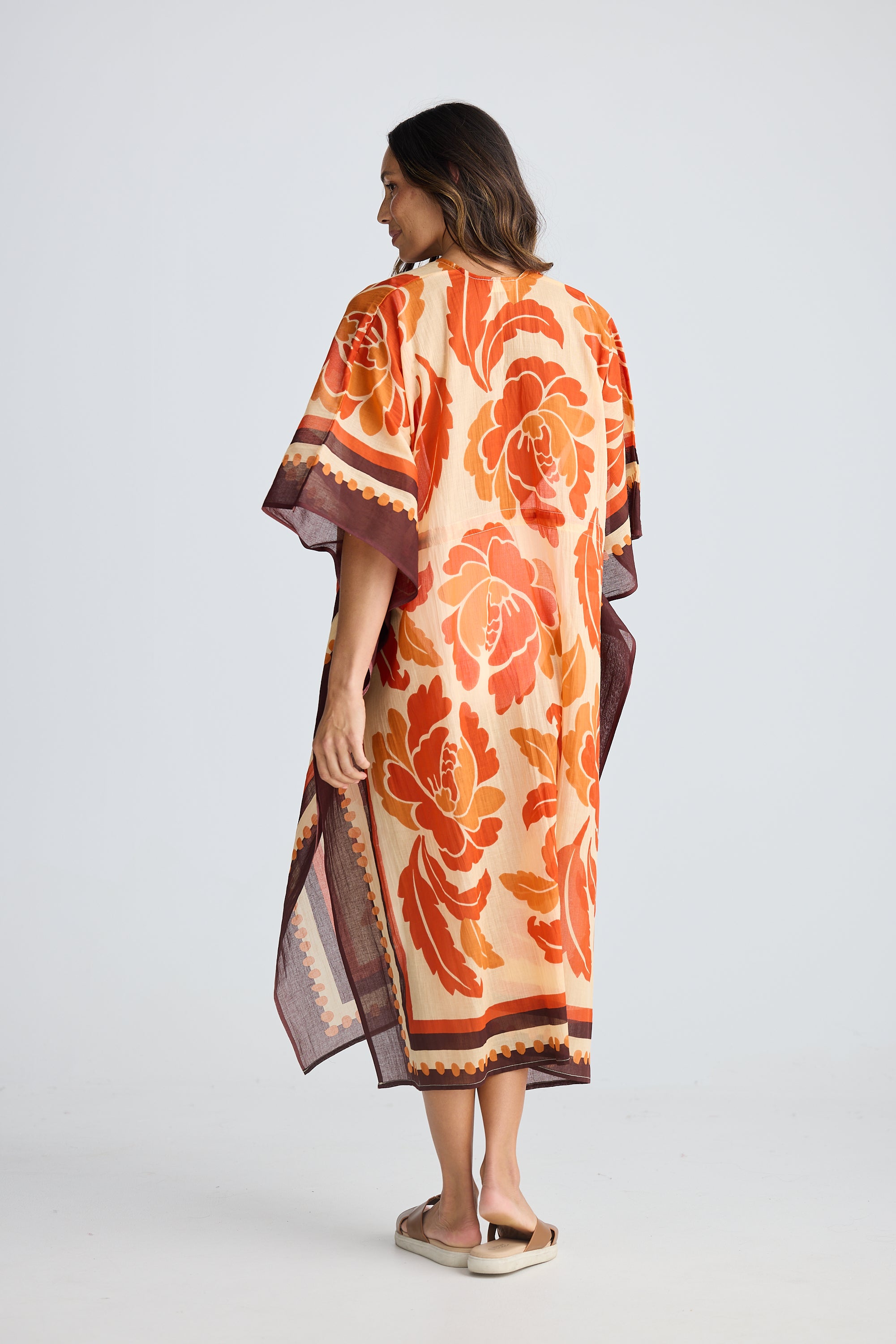 Collection of Holiday Life Asta Long Kaftan - Tuscan Palm in a gallery layout