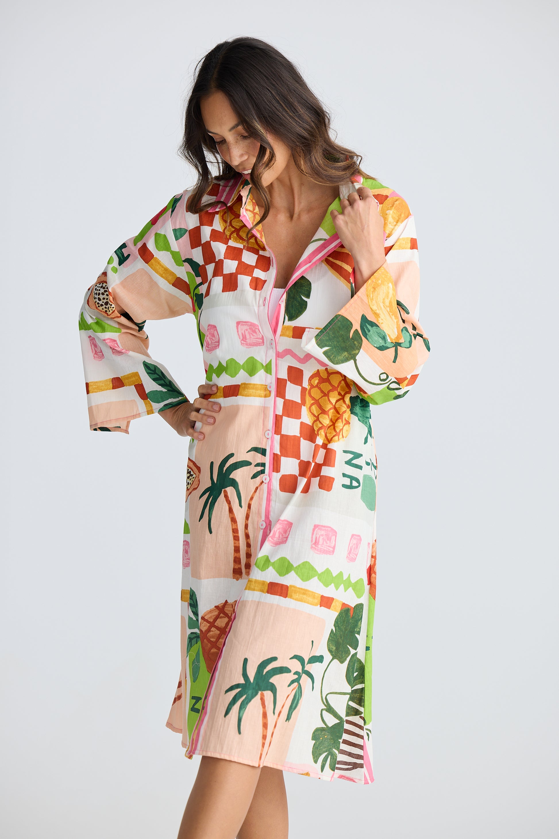 Holiday Life Stella Shirt Dress - Tropical Fiesco
